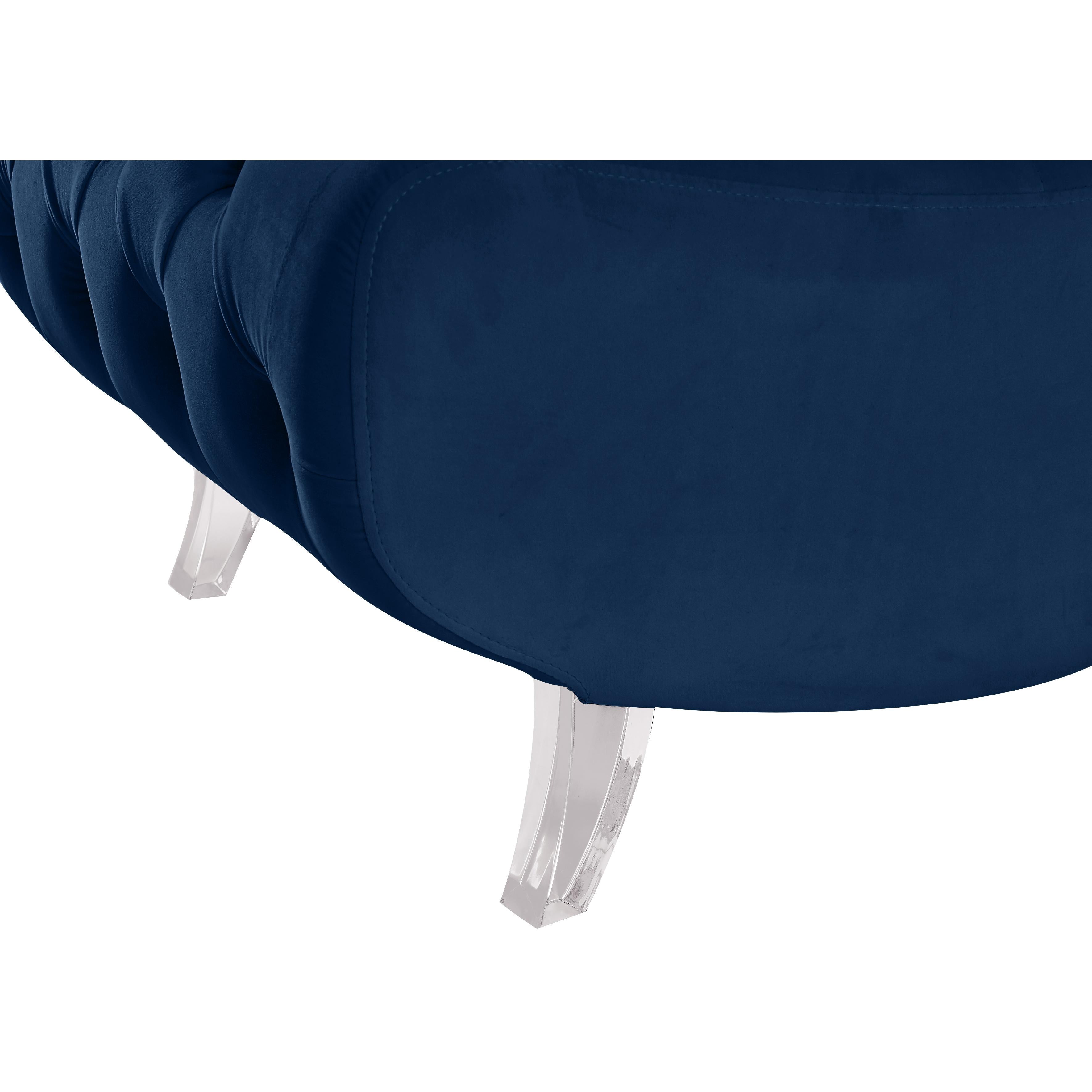 Meridian Crescent Navy Velvet Accent Chair