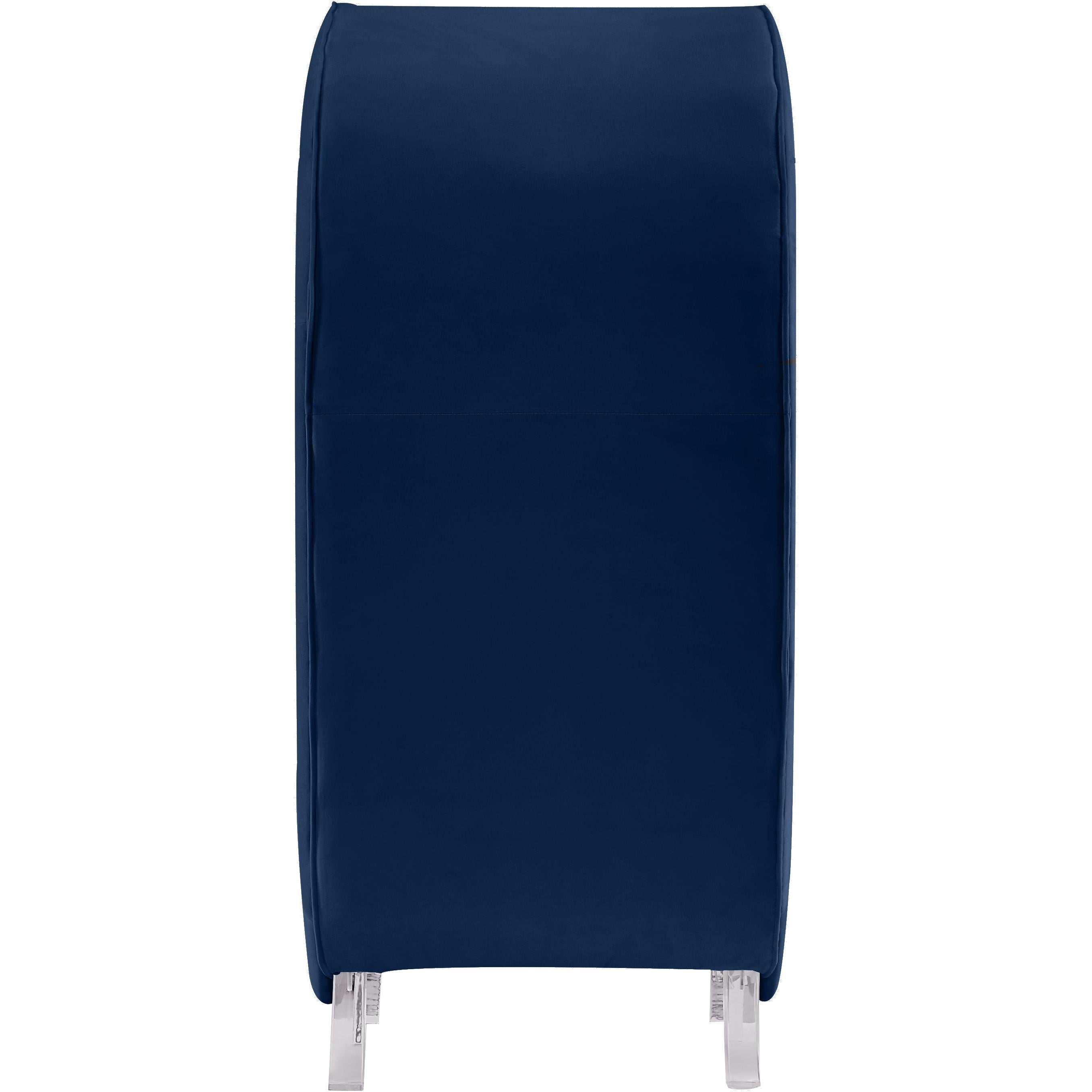 Meridian Crescent Navy Velvet Accent Chair
