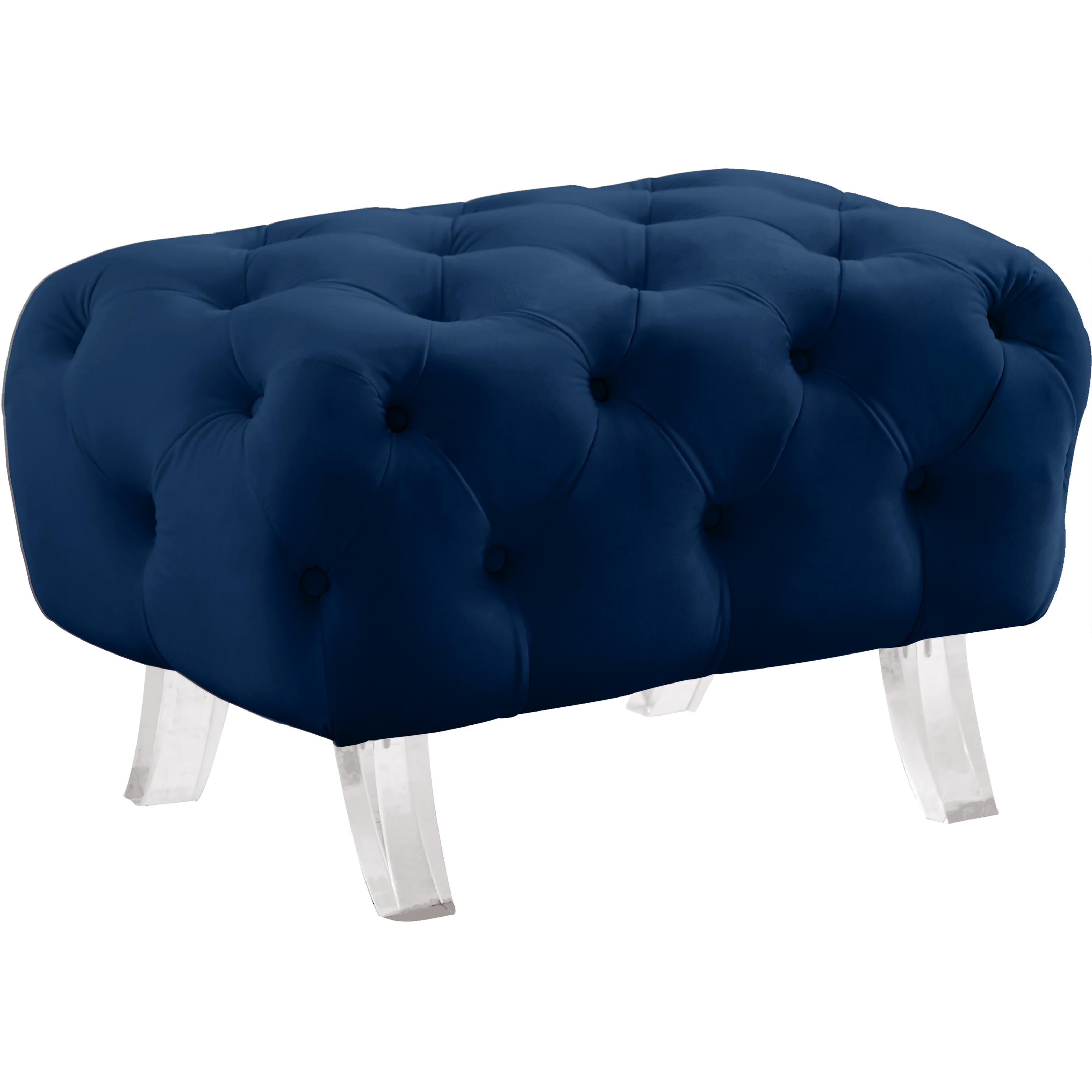 Meridian Crescent Navy Velvet Ottoman