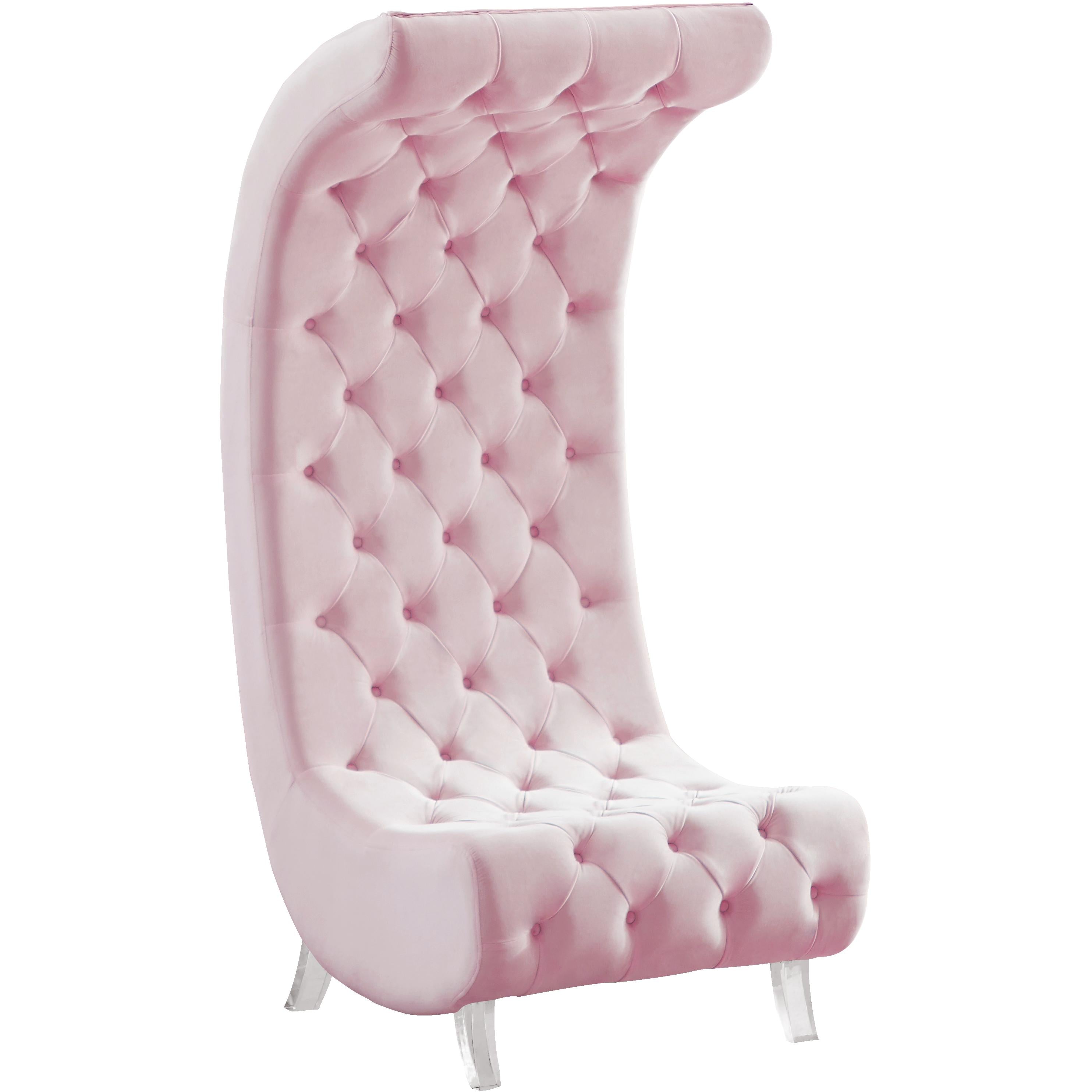 Meridian Crescent Pink Velvet Accent Chair