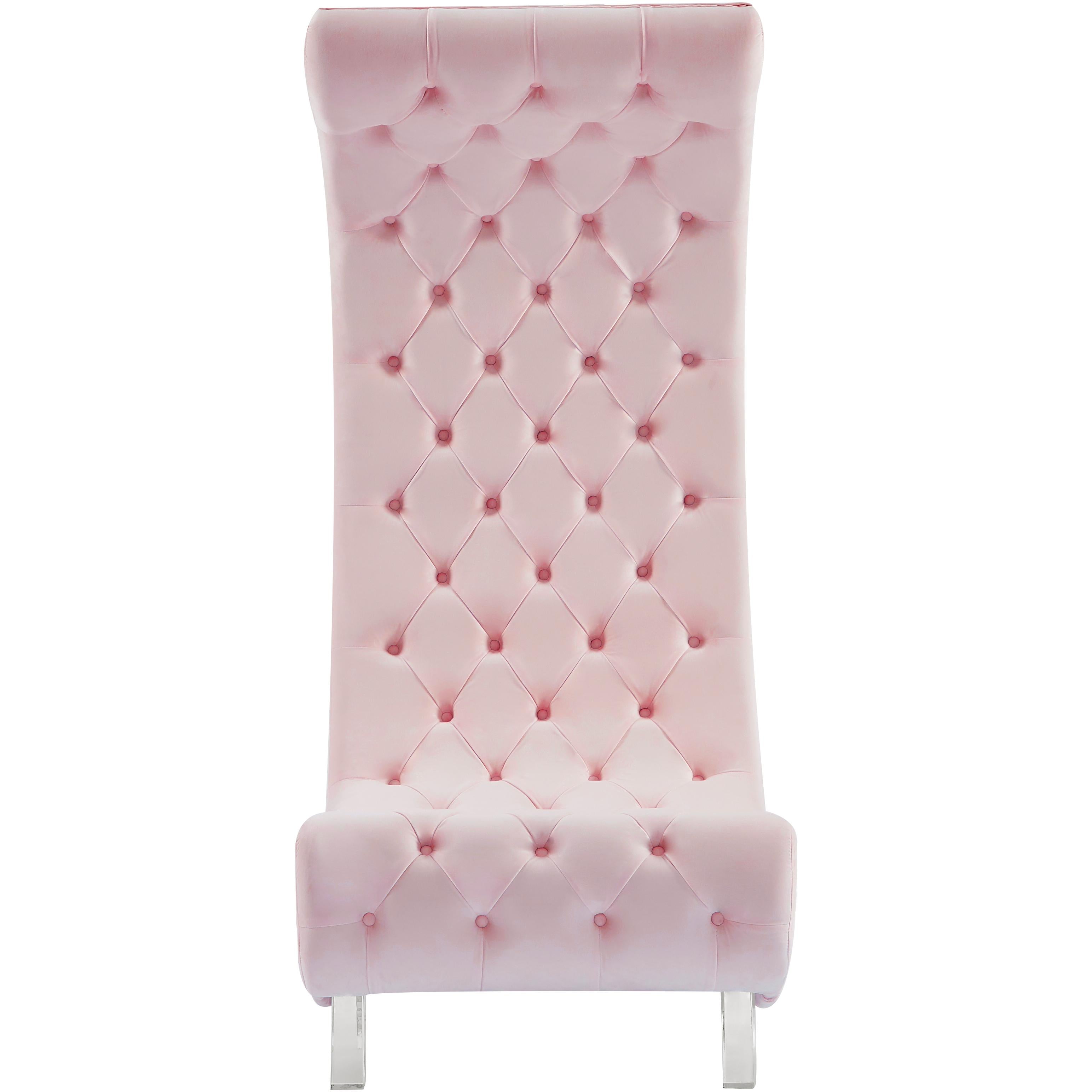 Meridian Crescent Pink Velvet Accent Chair