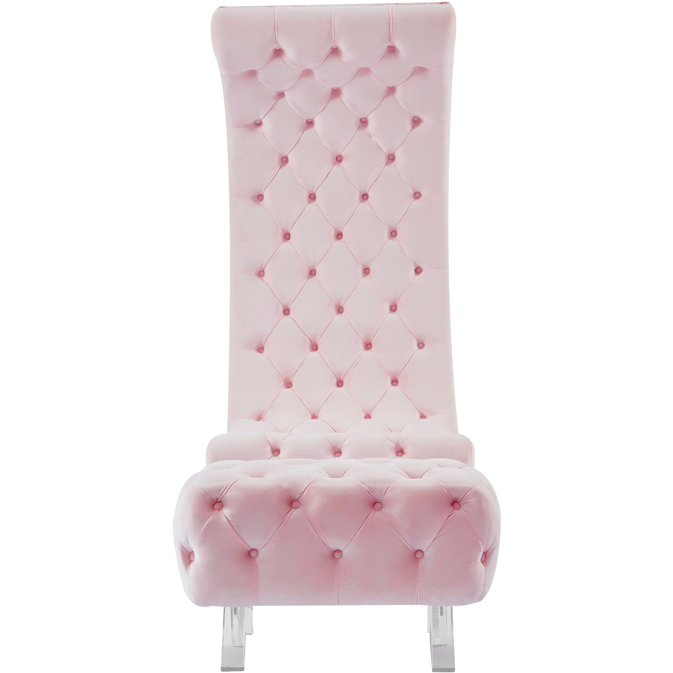 Meridian Crescent Pink Velvet Accent Chair
