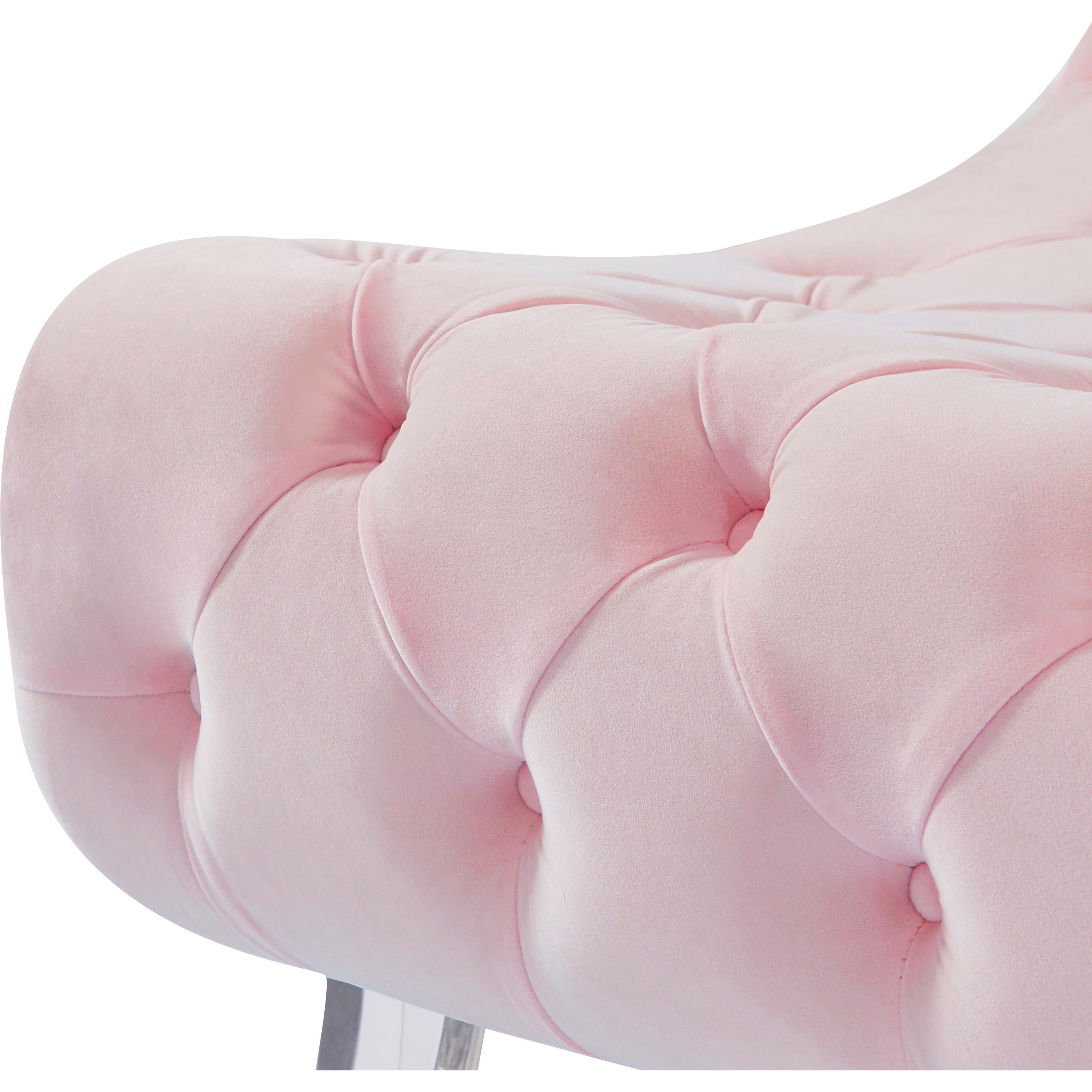 Meridian Crescent Pink Velvet Accent Chair