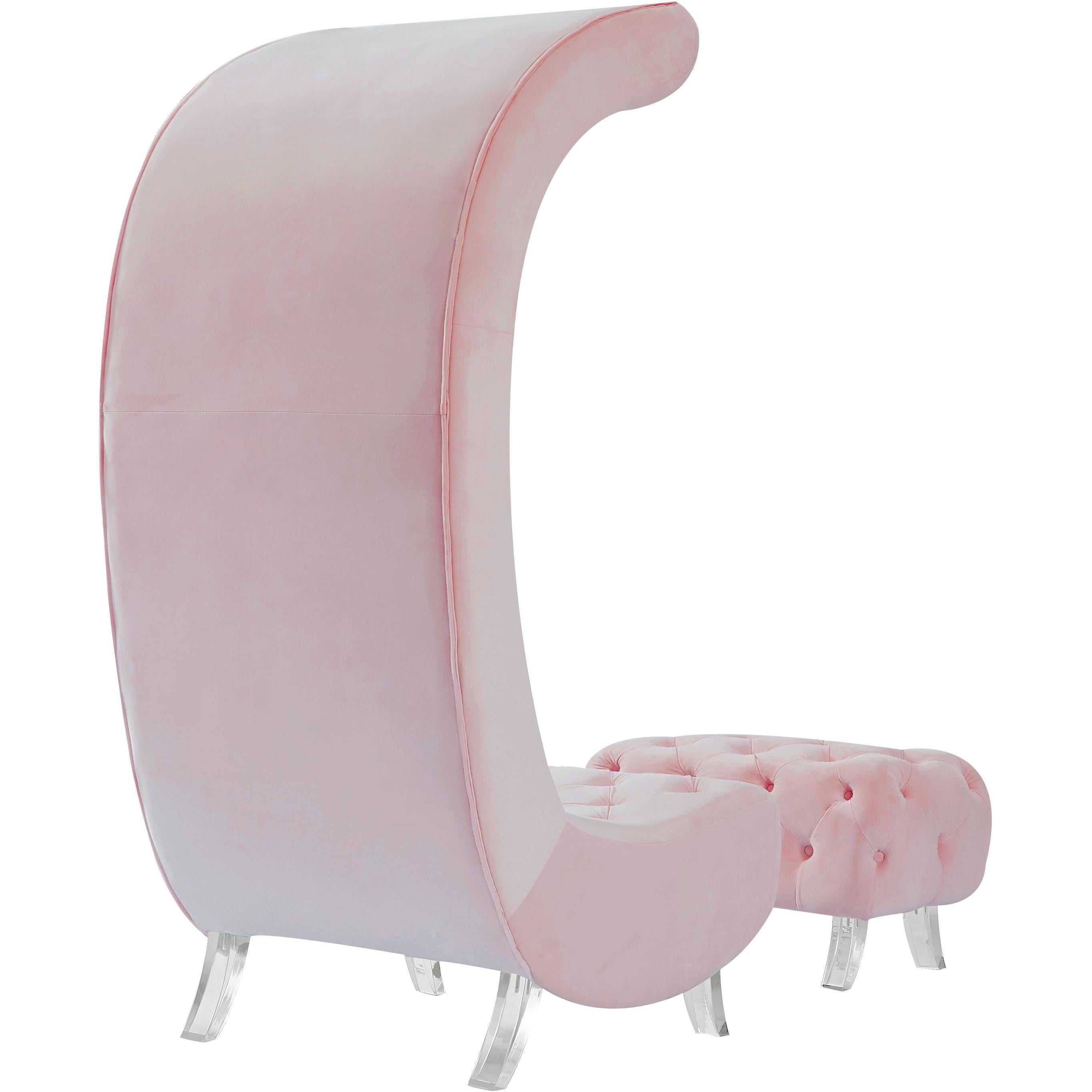 Meridian Crescent Pink Velvet Accent Chair