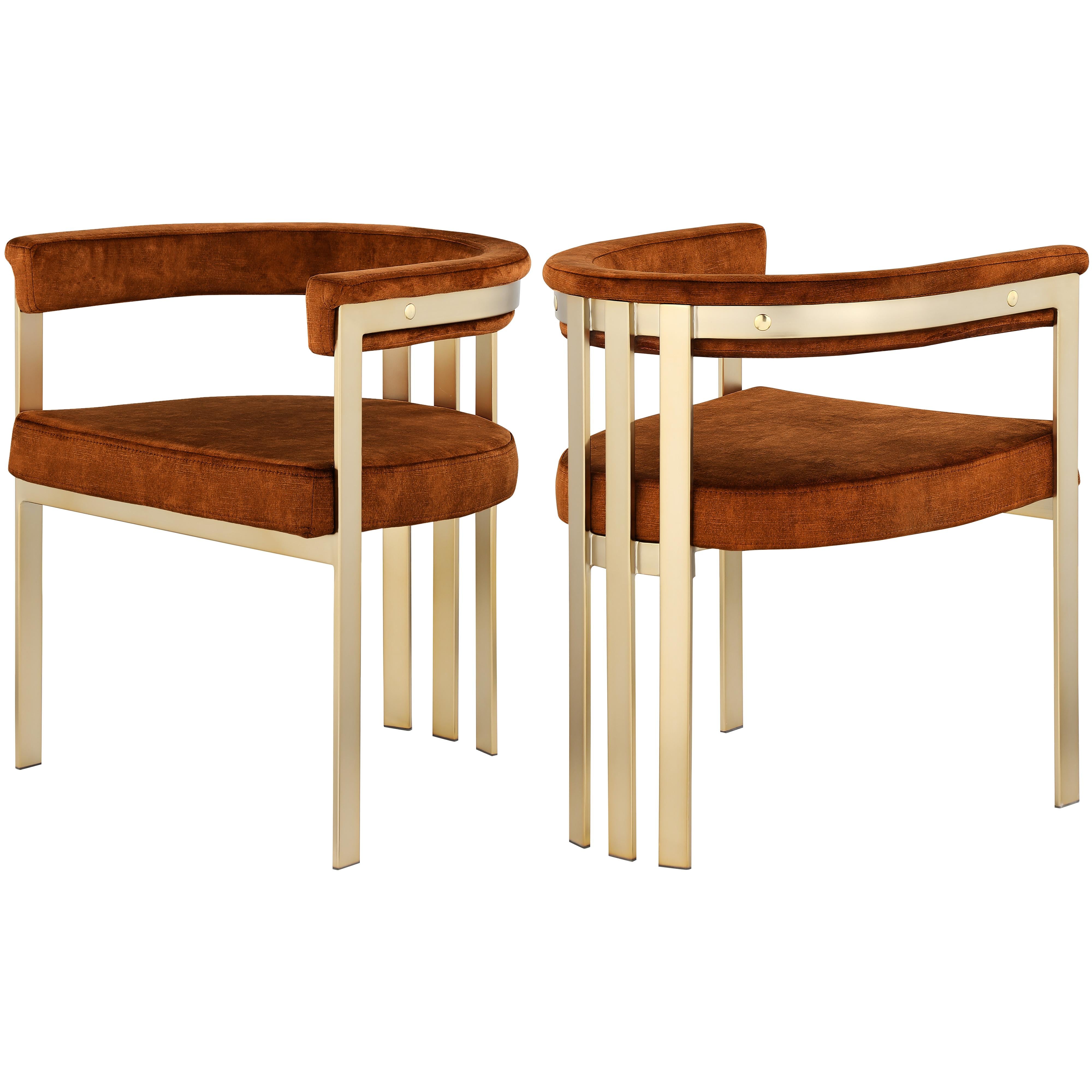 Meridian Marcello Cognac Velvet Dining Chair