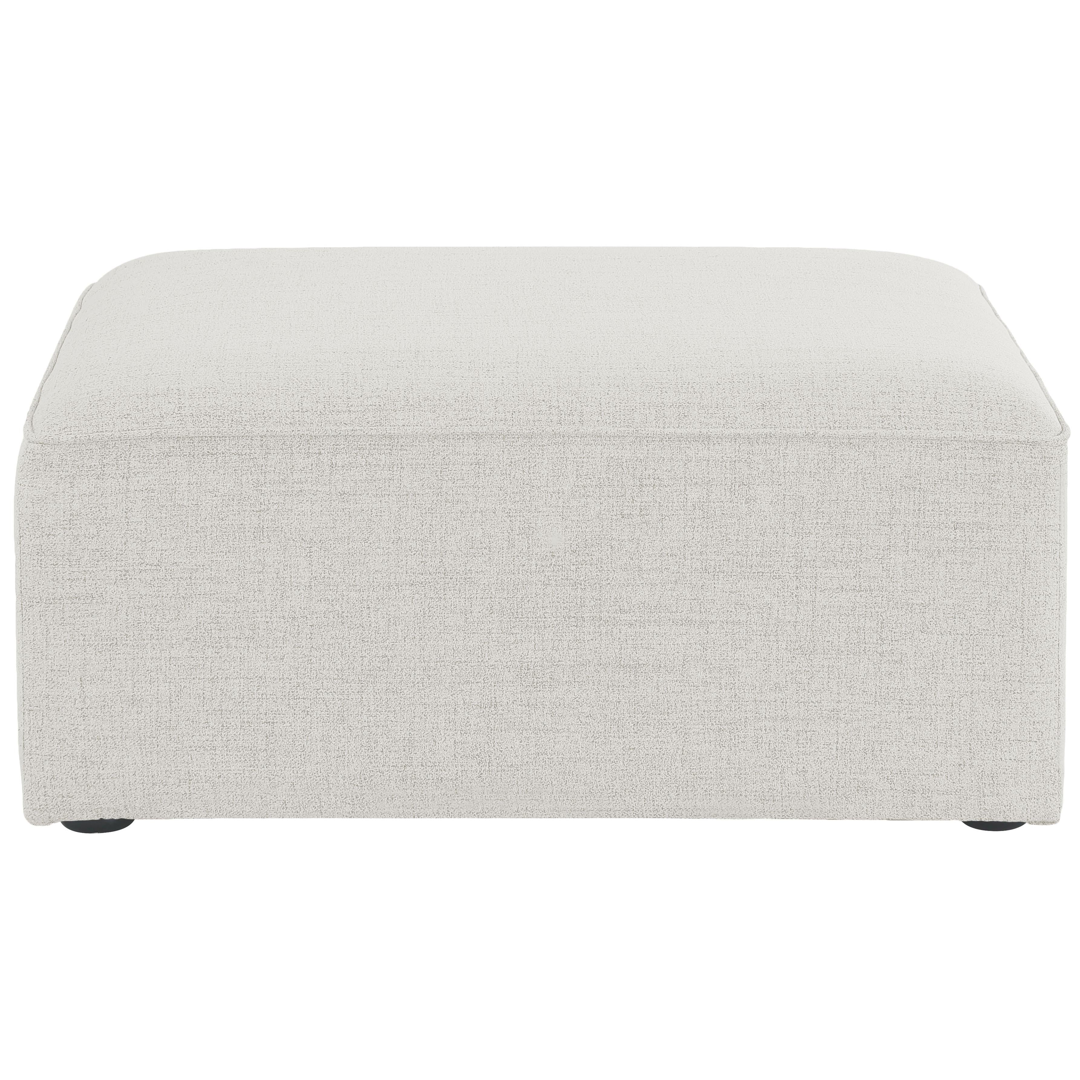 Meridian Cube Cream Durable Linen Textured Ottoman