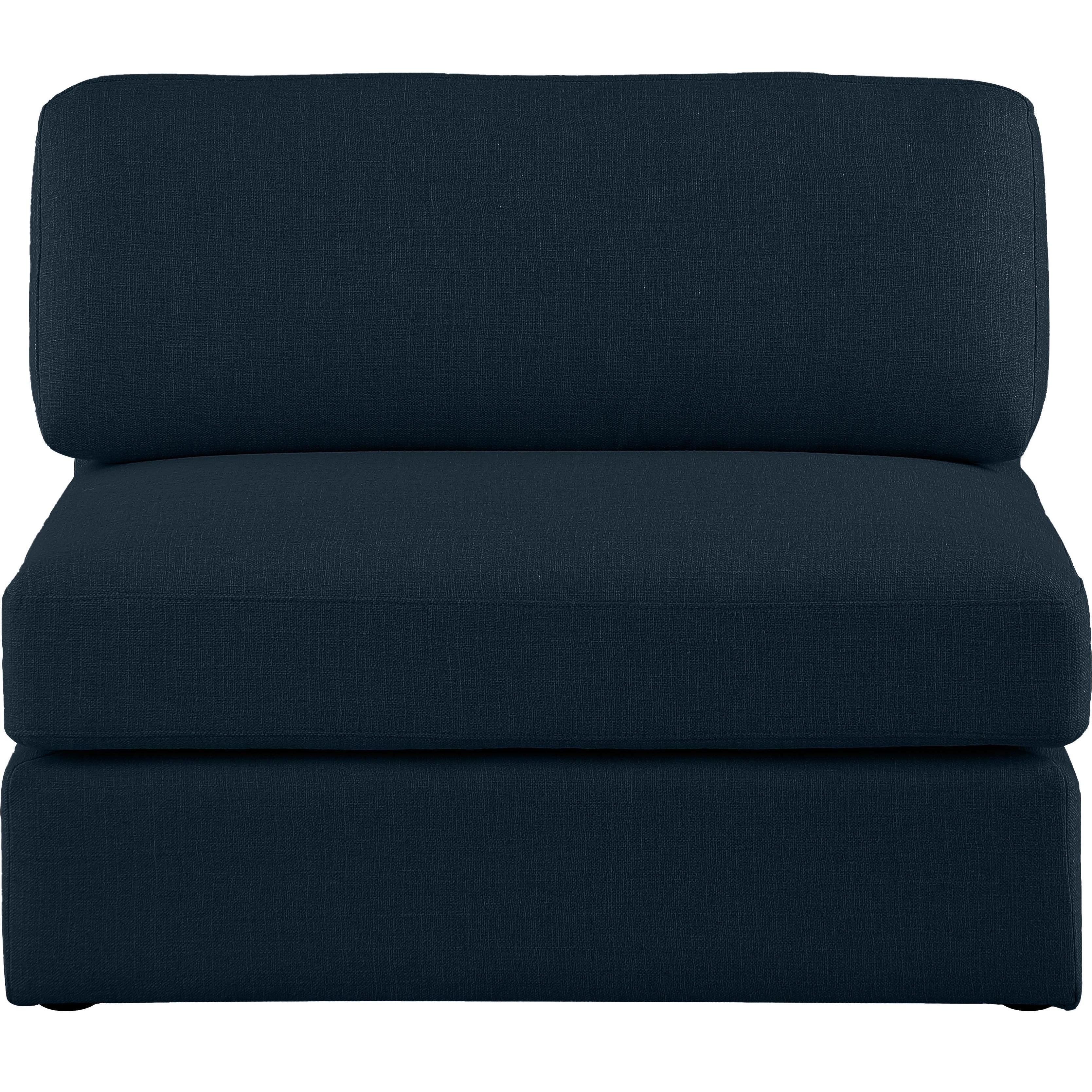 Meridian Beckham Navy Durable Linen Textured Fabric Armless