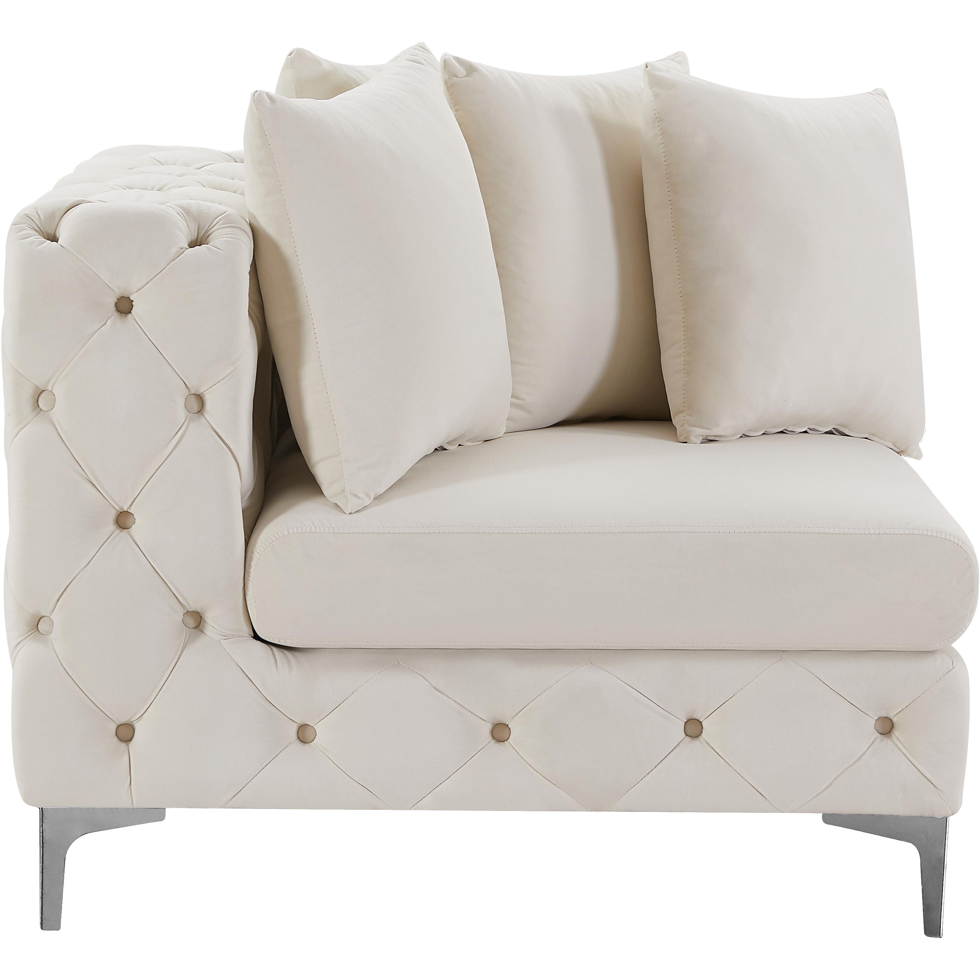 Meridian Tremblay Cream Velvet Corner Chair