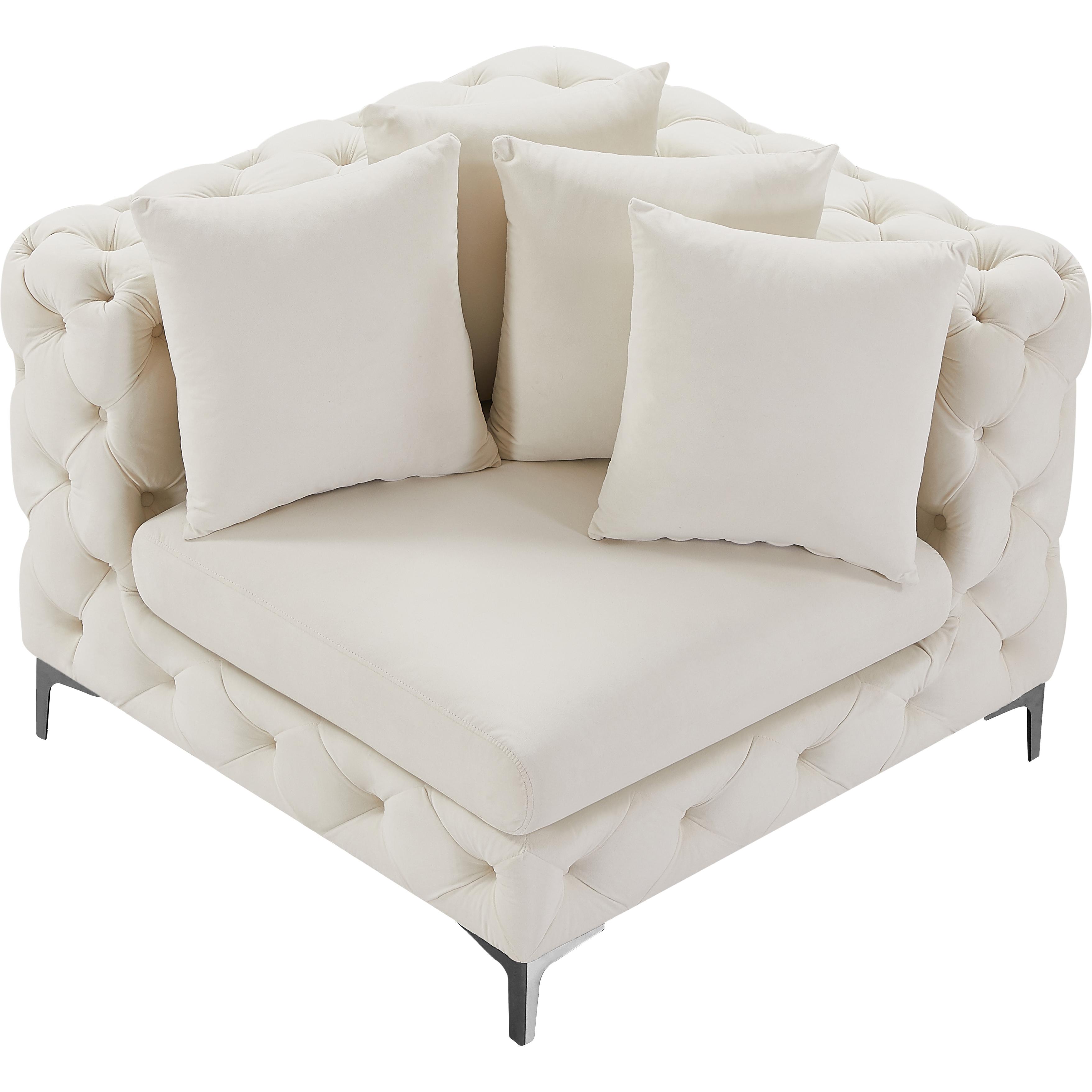 Meridian Tremblay Cream Velvet Corner Chair