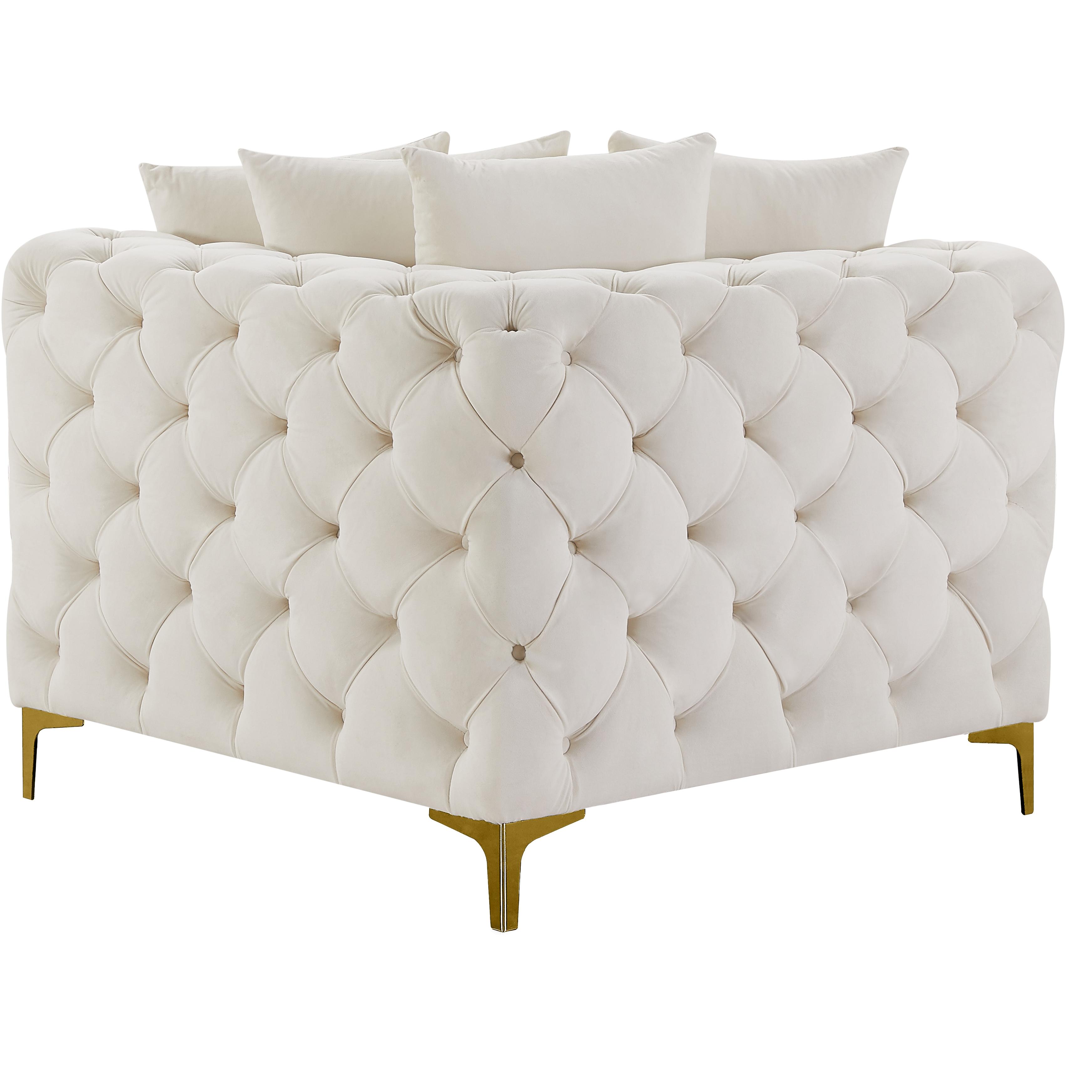 Meridian Tremblay Cream Velvet Corner Chair