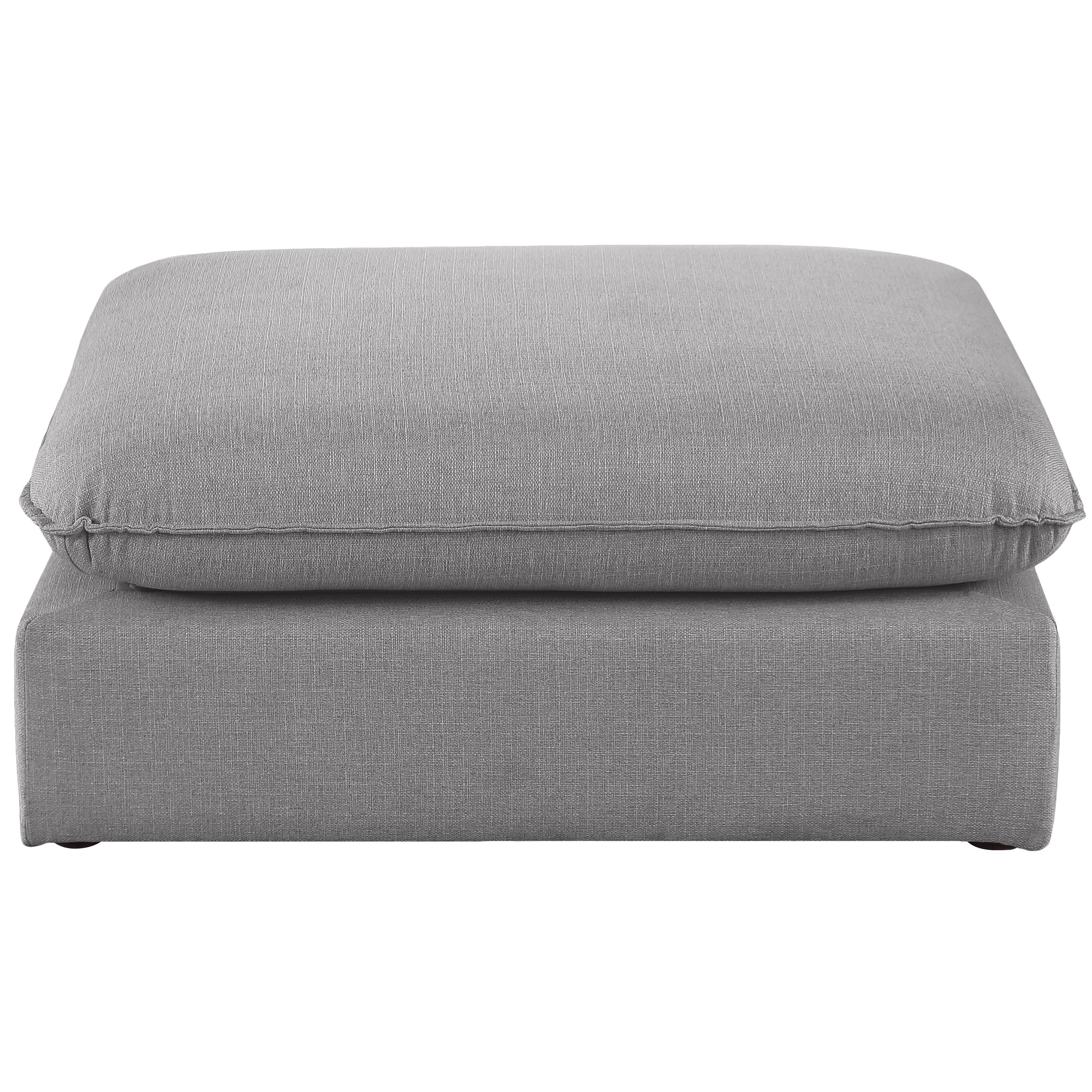 Meridian Mackenzie Grey Durable Linen Textured Ottoman