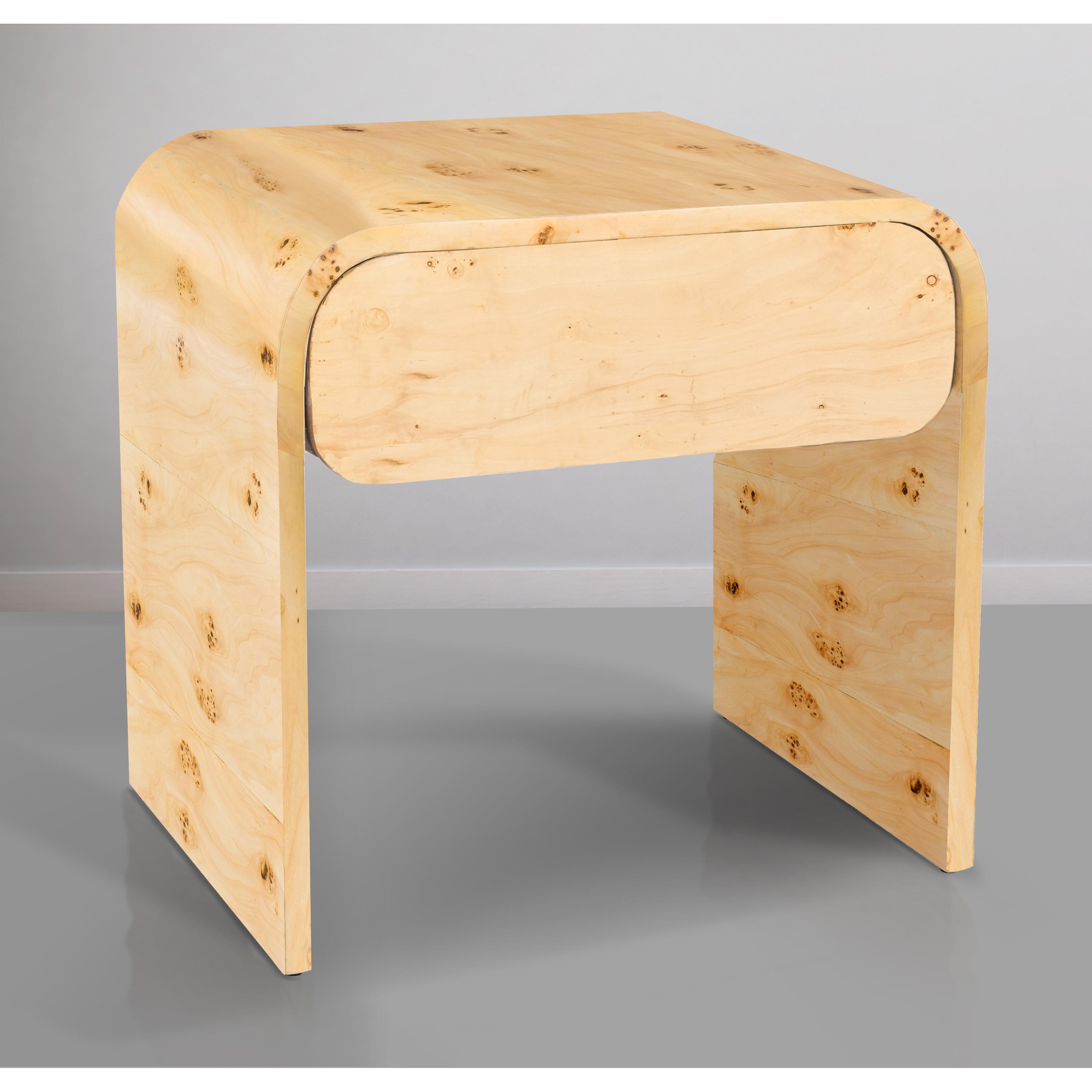 Meridian Cresthill Natural Burl Wood Night Stand