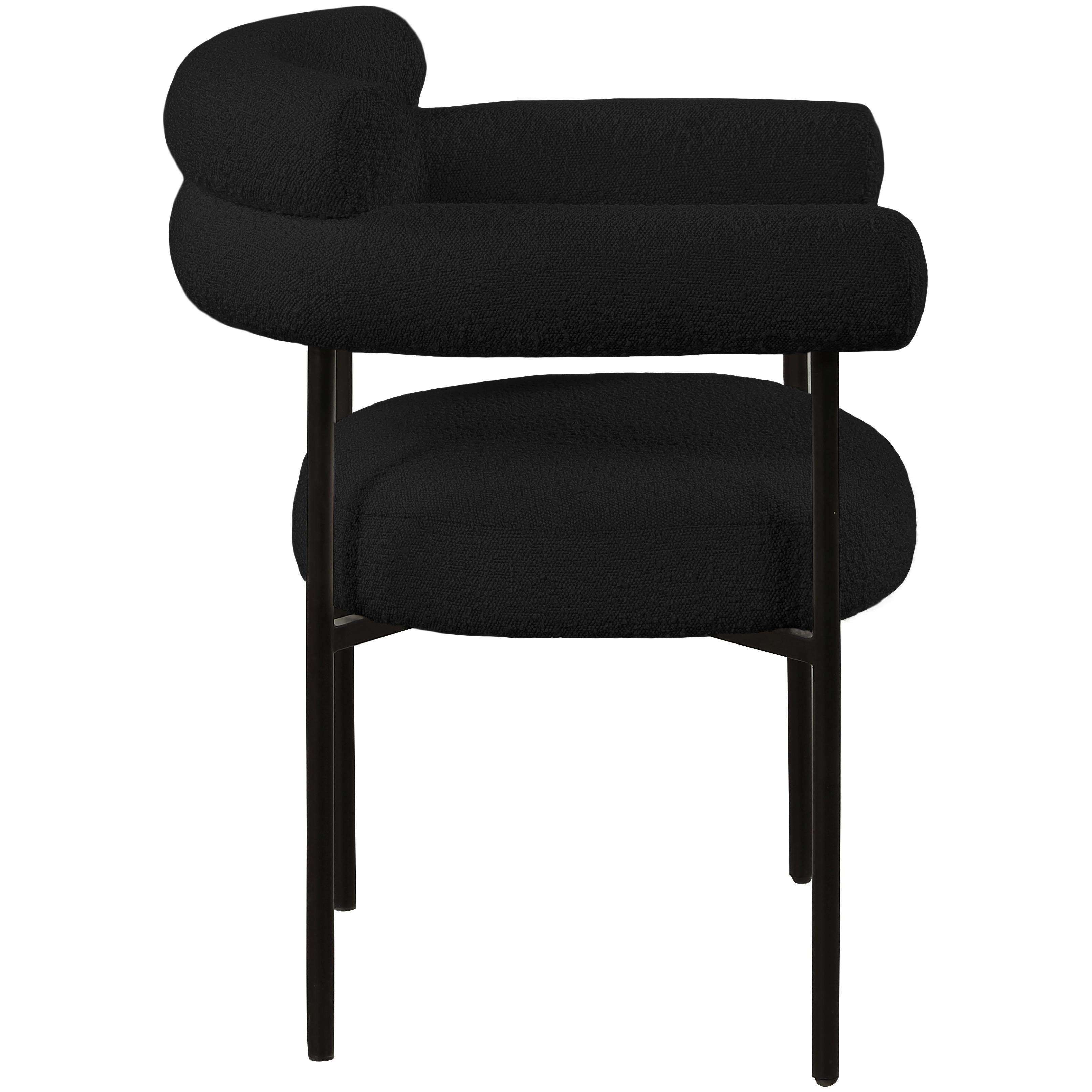 Meridian Blake Black Boucle Fabric Dining Chair