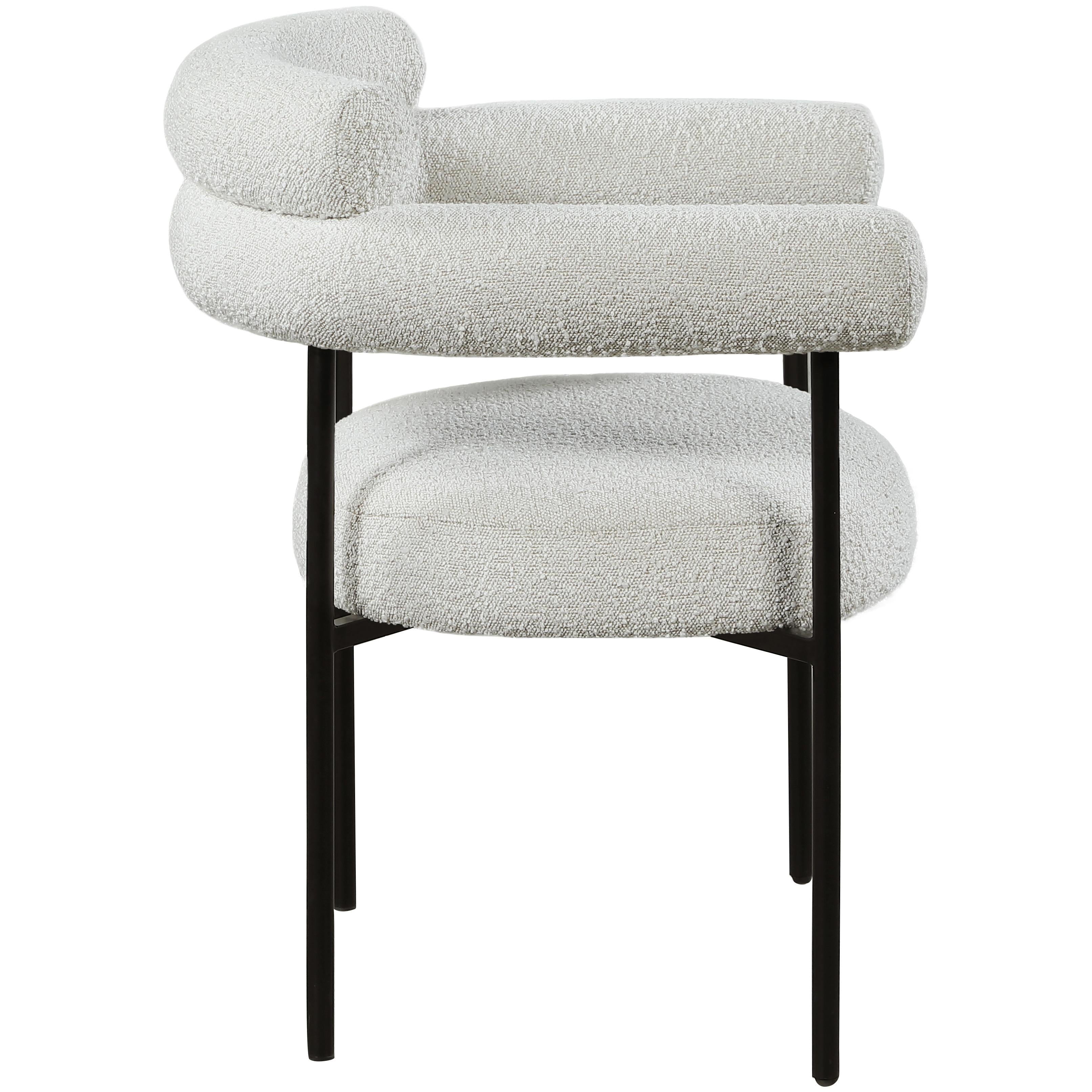 Meridian Blake Cream Boucle Fabric Dining Chair