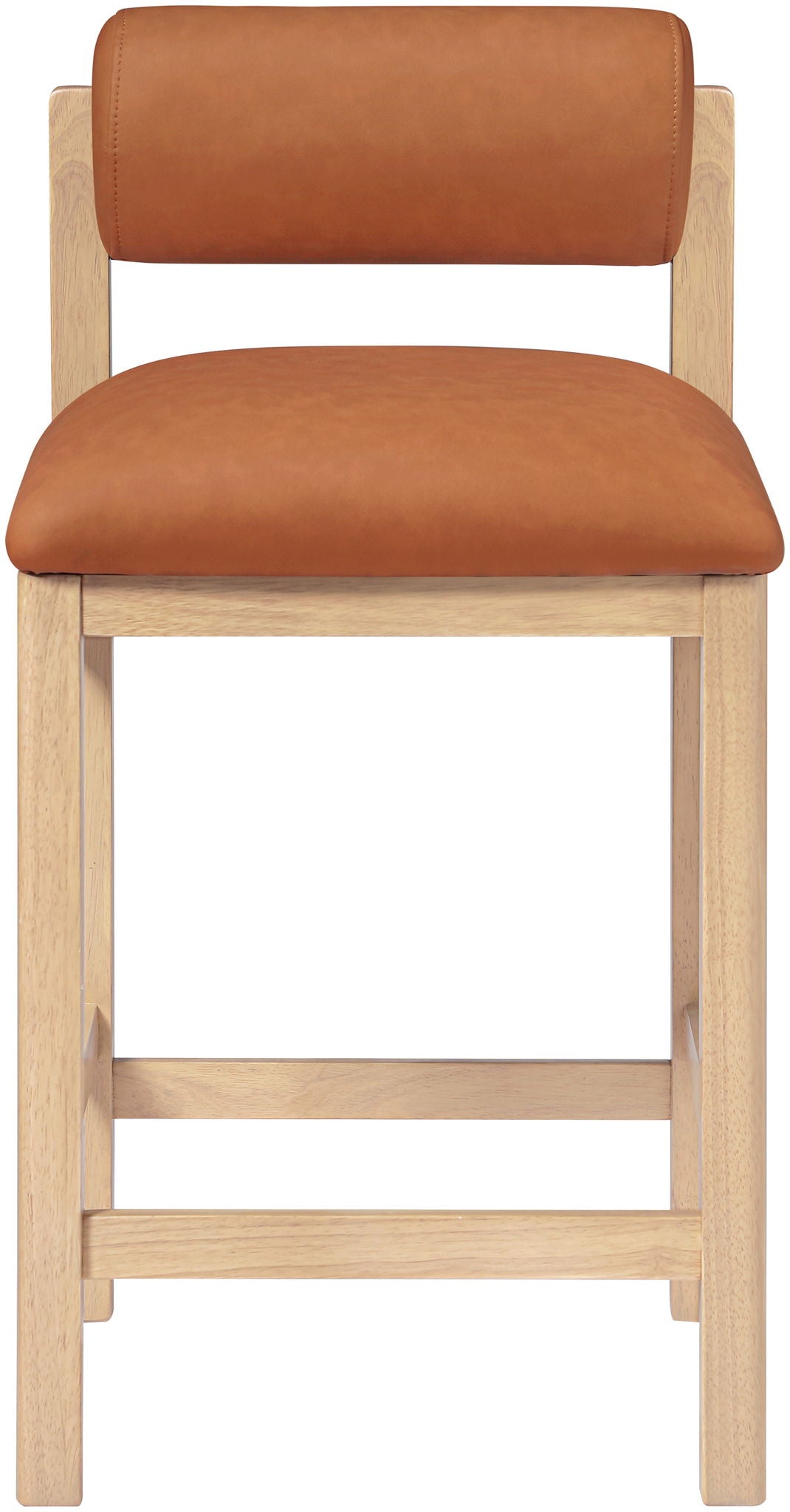 Roundhill - Faux Leather Counter Stool with Natural Frame