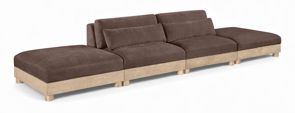 Turin Chenille Modular Sectional — 4-Piece Sofa (160" Wide) — Brown