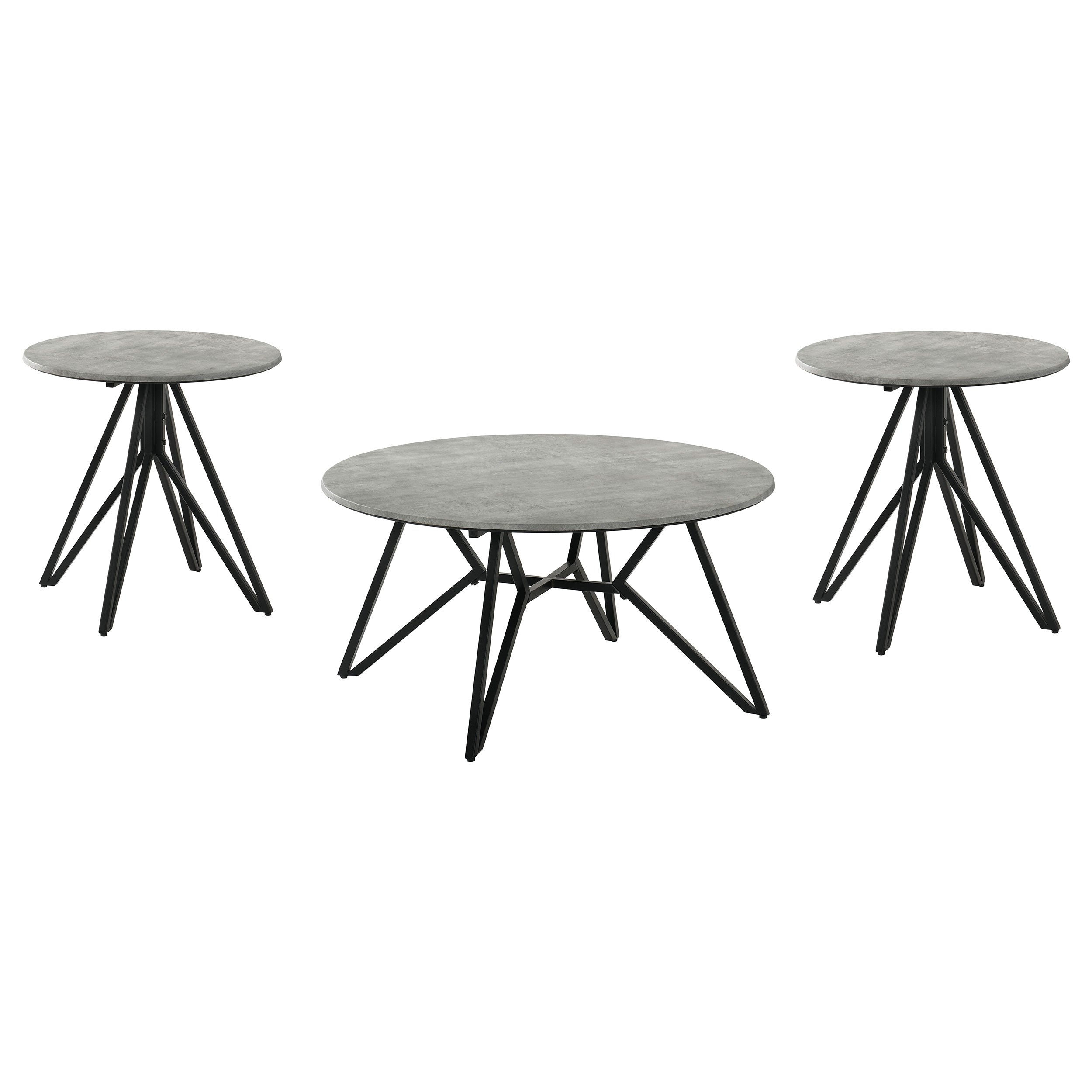 Hadi Round SmartTop Coffee and End Table Set Cement