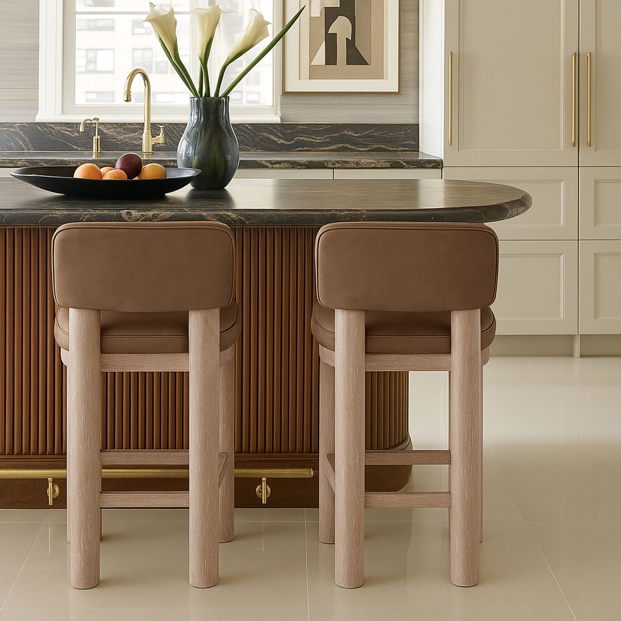 Paloma - Faux Leather Upholstered Counter Stool (Set of 2)