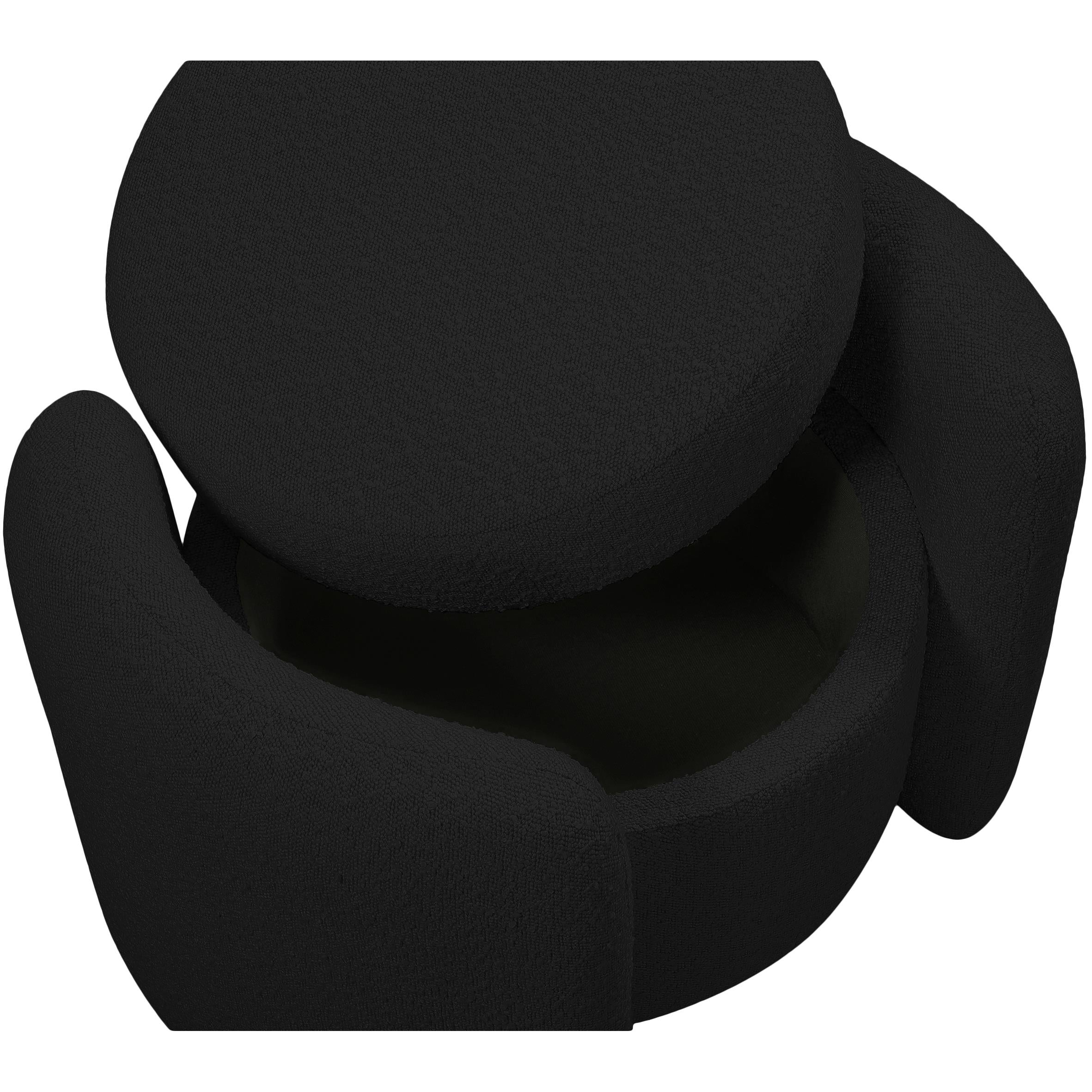Meridian Horizon Black Boucle Fabric Ottoman
