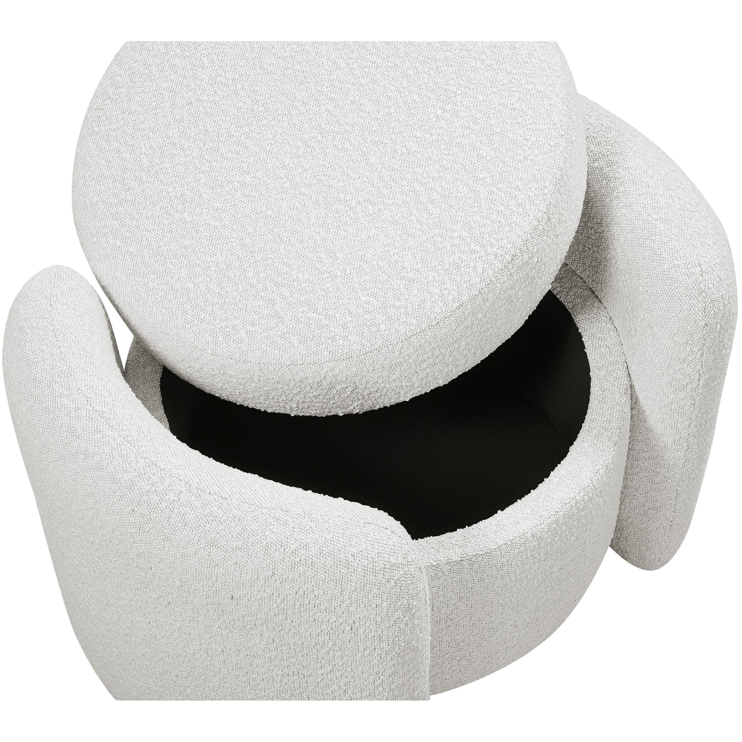 Meridian Horizon Cream Boucle Fabric Ottoman