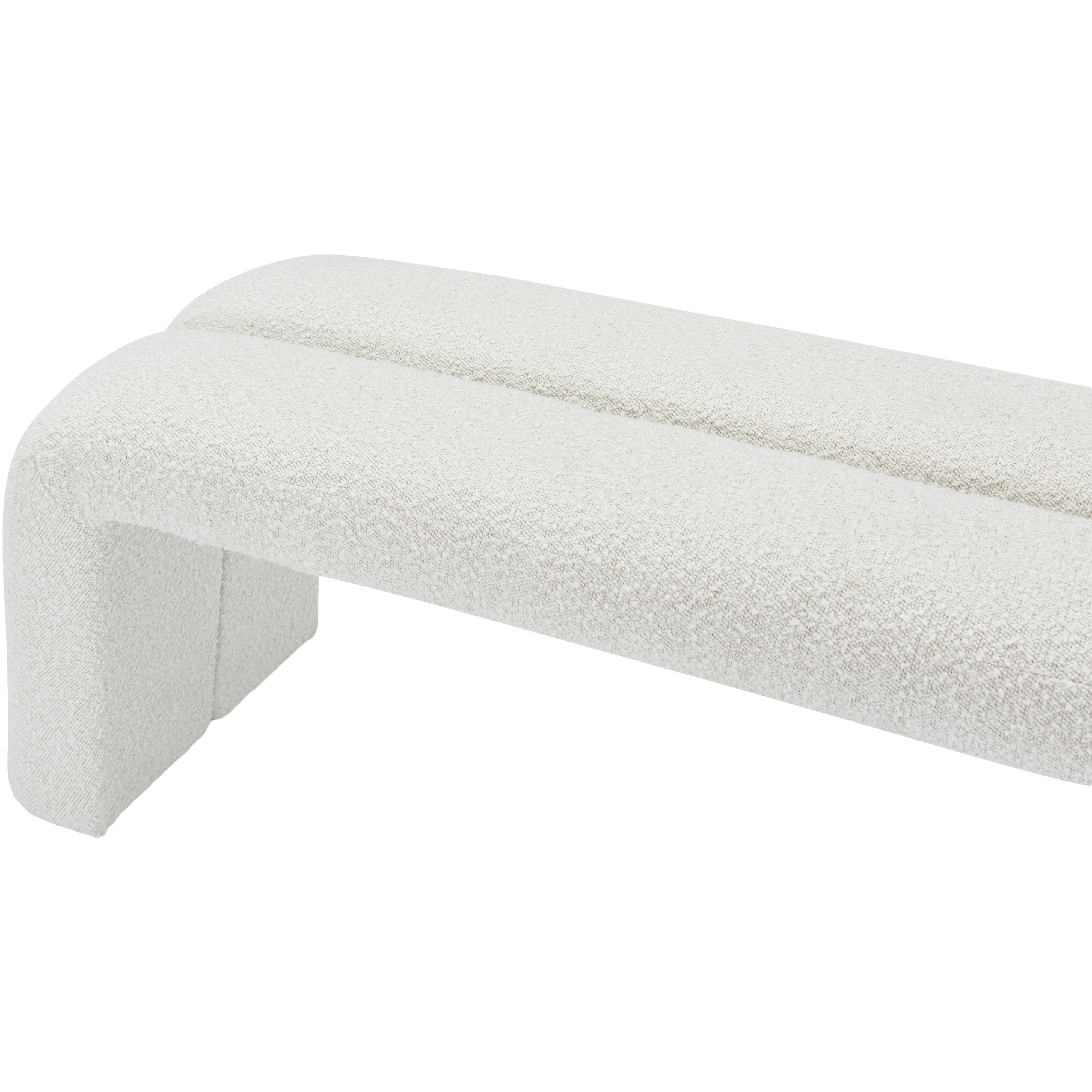 Meridian Arc Cream Boucle Fabric Bench