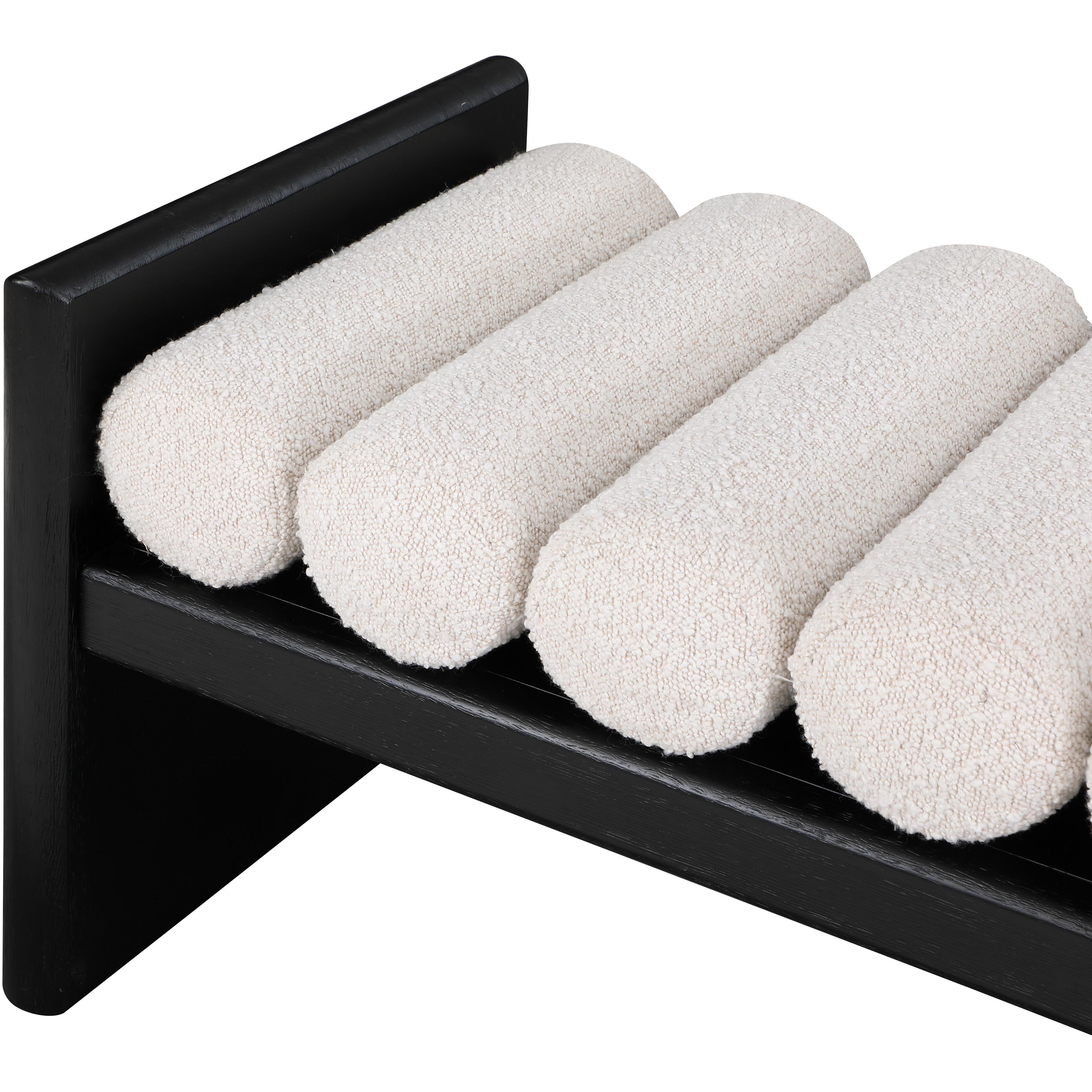 Meridian Waverly Cream Boucle Fabric Bench