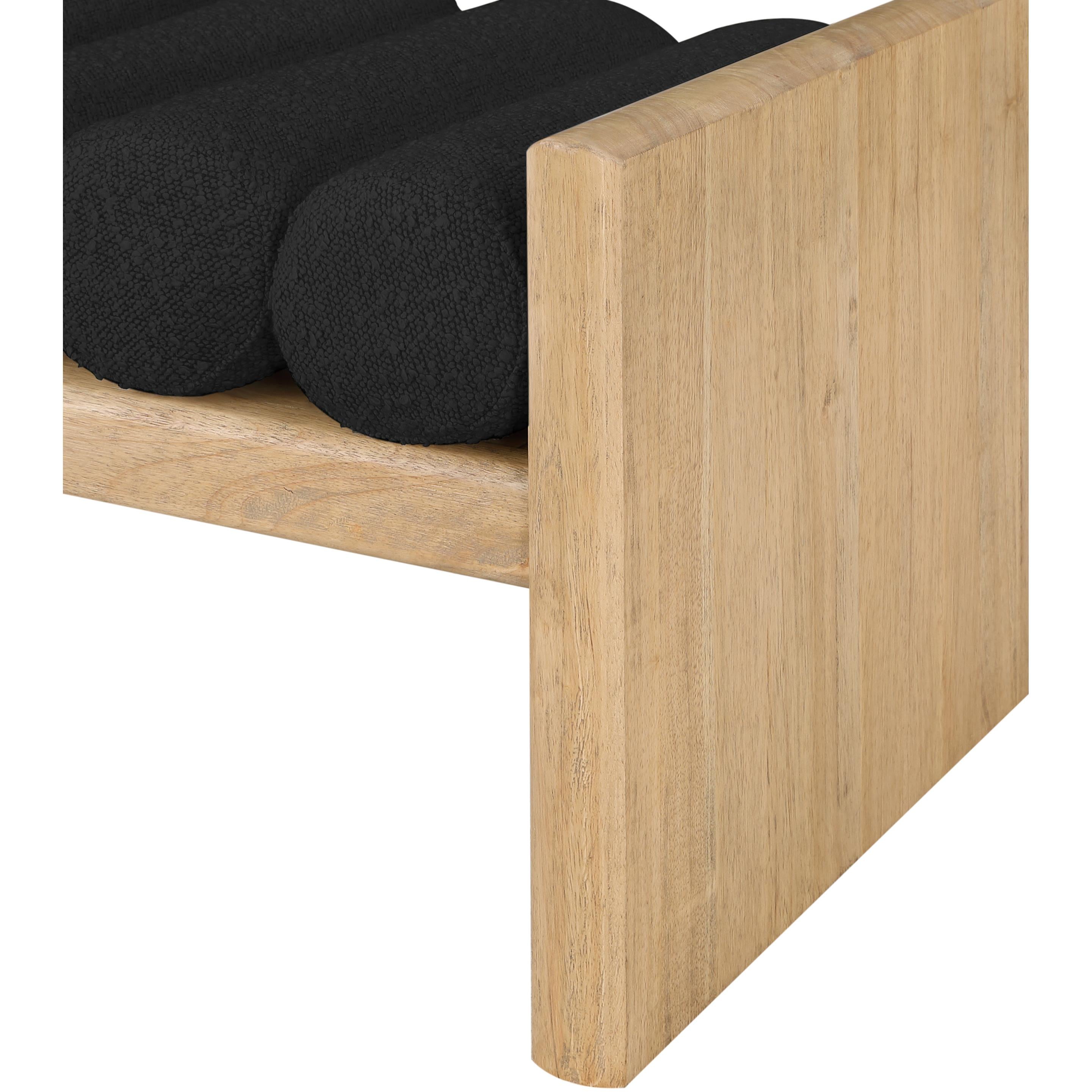 Meridian Waverly Black Boucle Fabric Bench