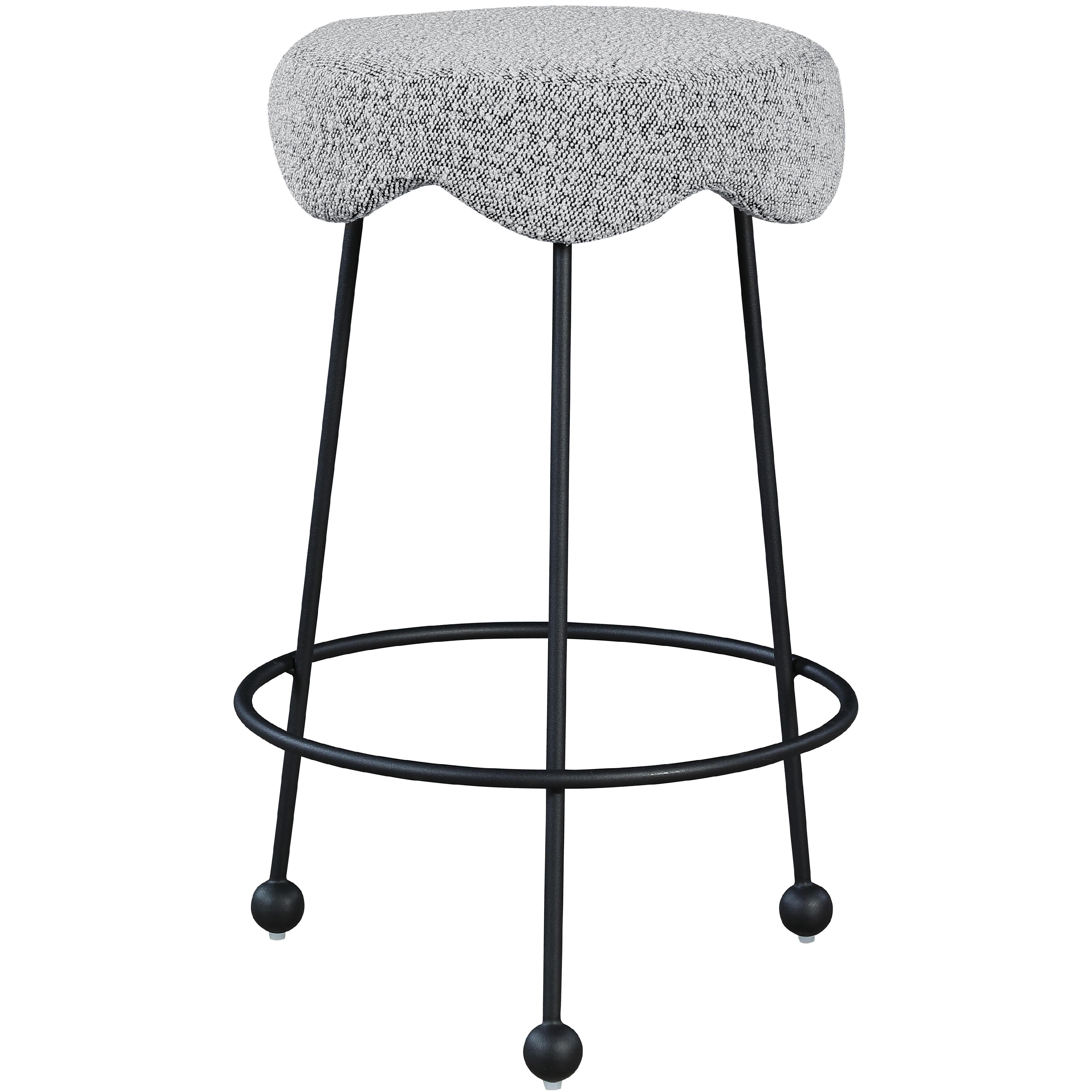 Meridian Fleur Grey Fabric Counter Stool