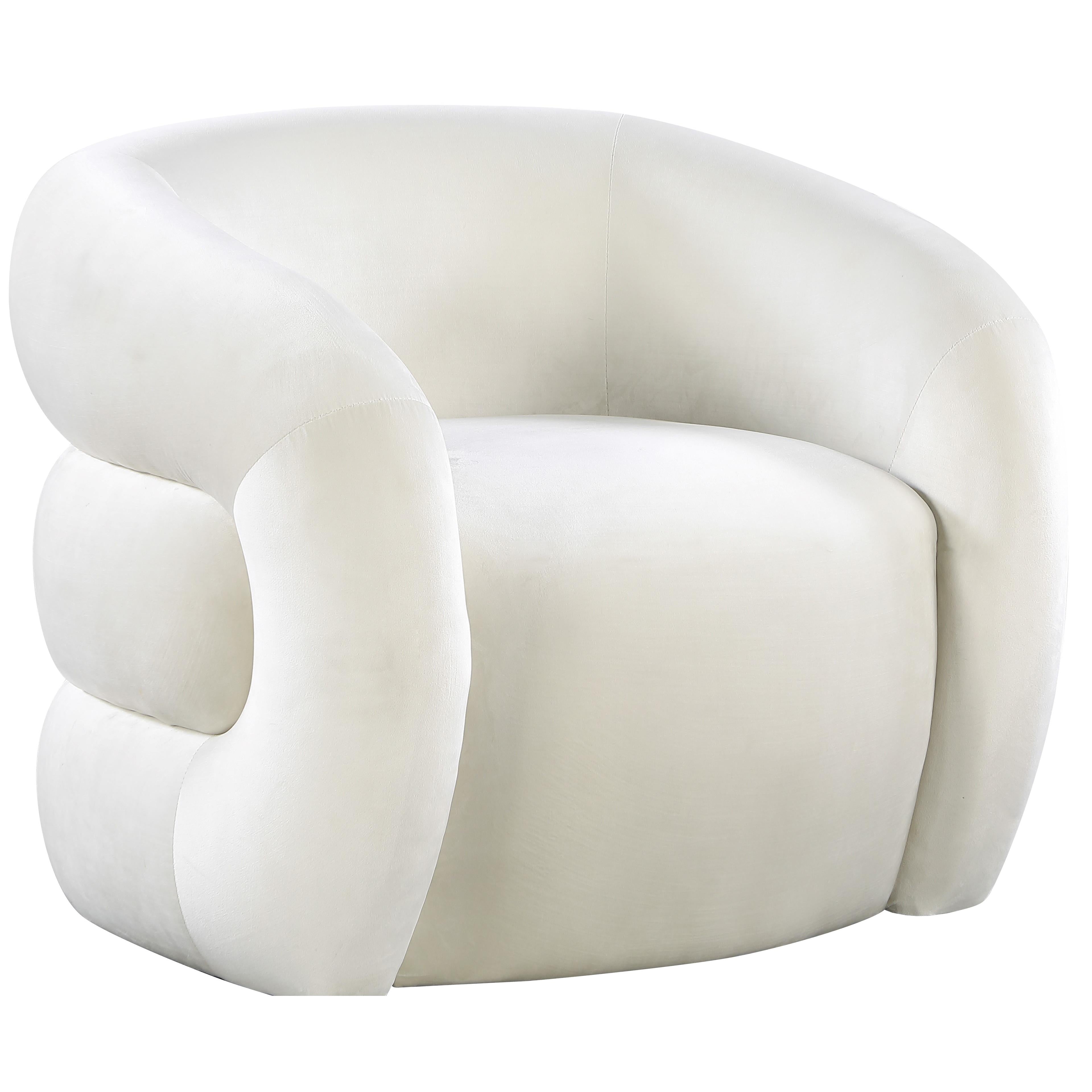 Meridian Roxbury Cream Velvet Accent Chair