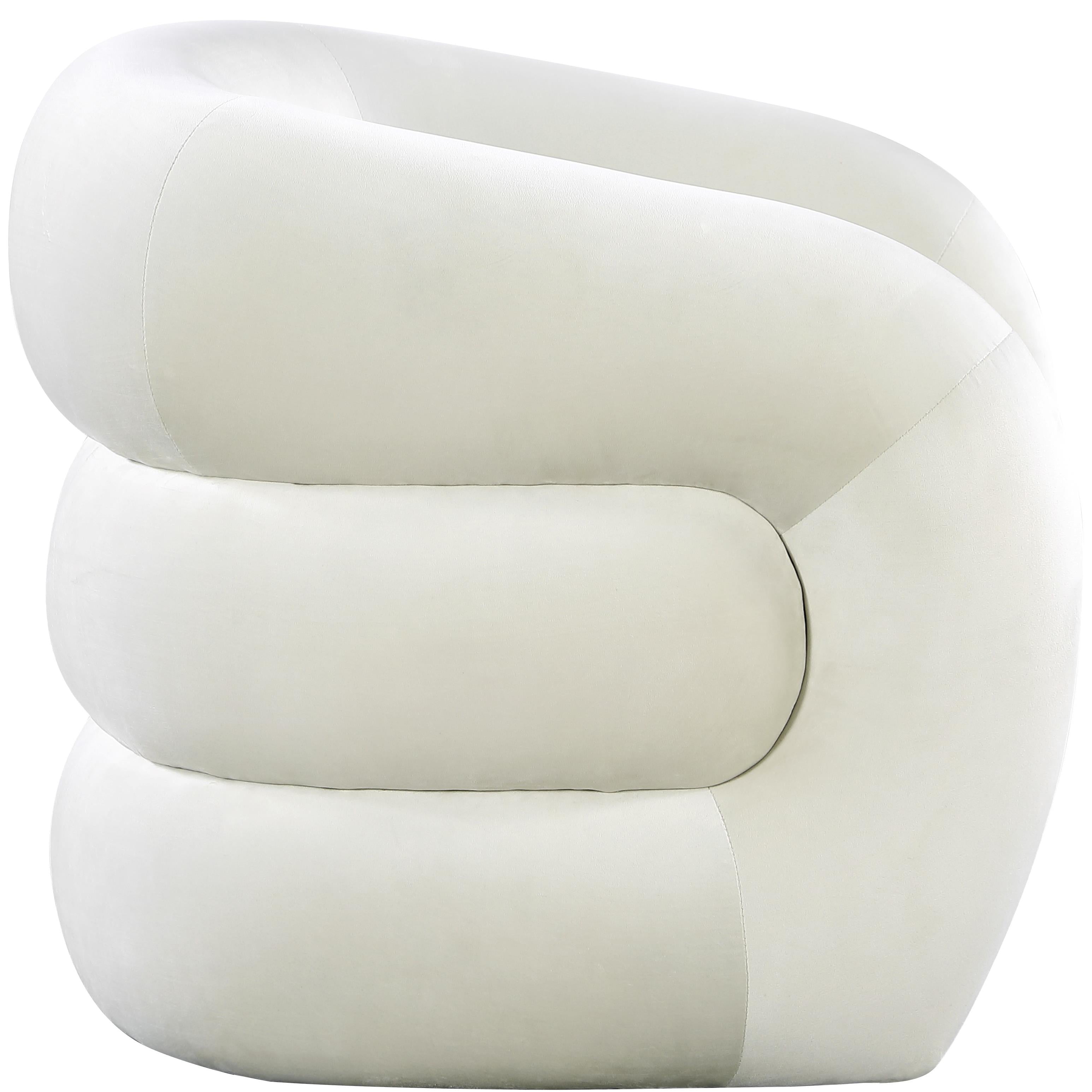 Meridian Roxbury Cream Velvet Accent Chair