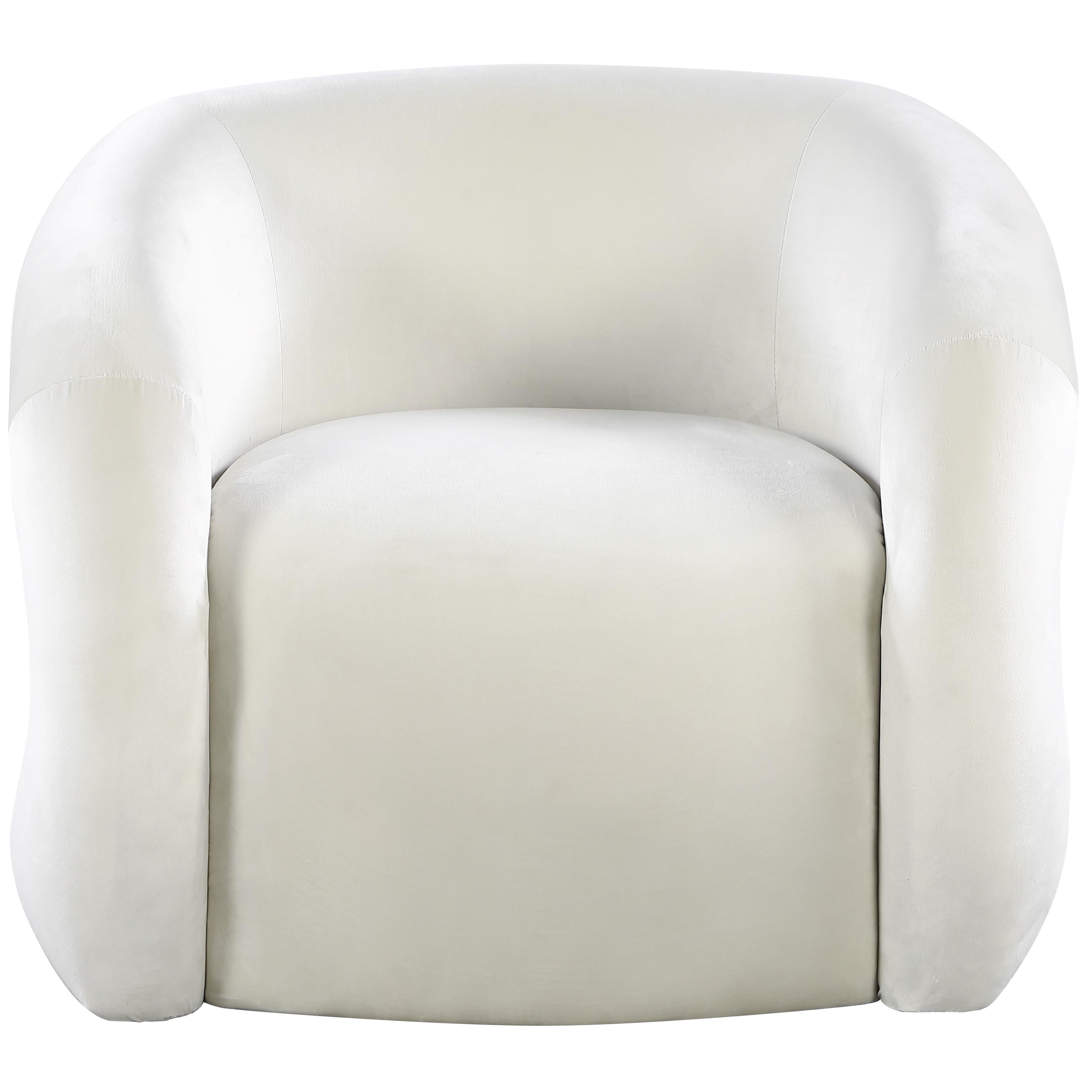Meridian Roxbury Cream Velvet Accent Chair