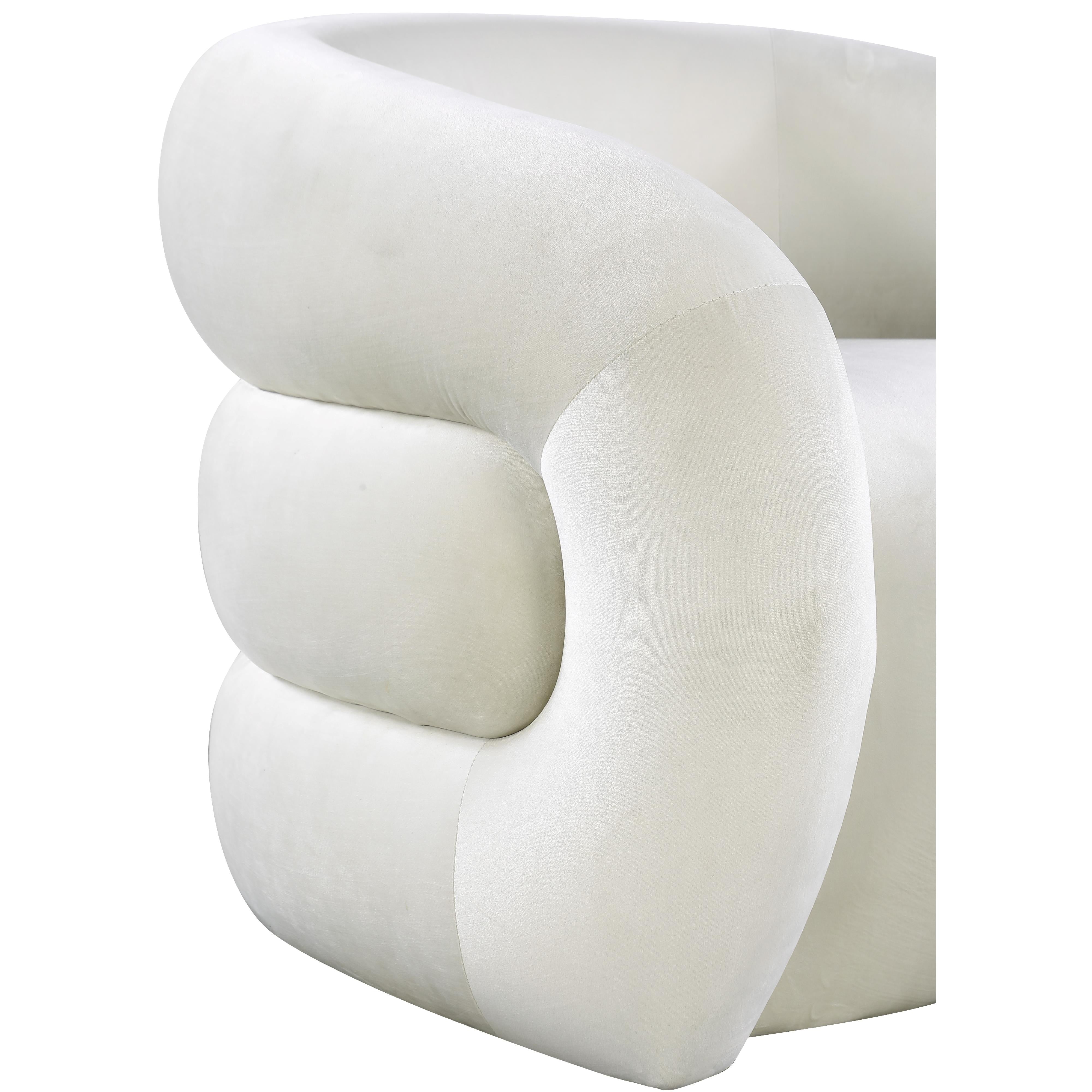 Meridian Roxbury Cream Velvet Accent Chair