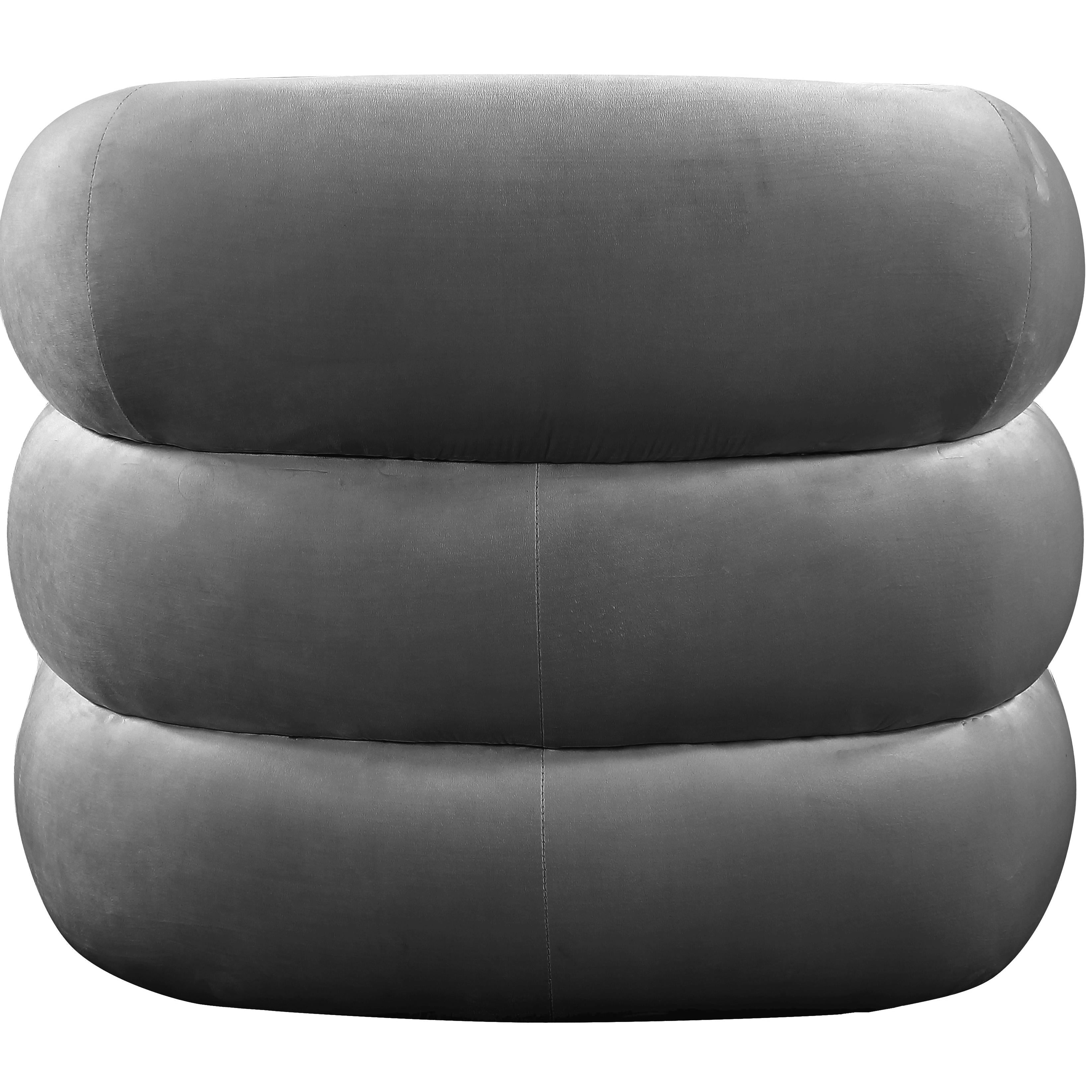 Meridian Roxbury Grey Velvet Accent Chair
