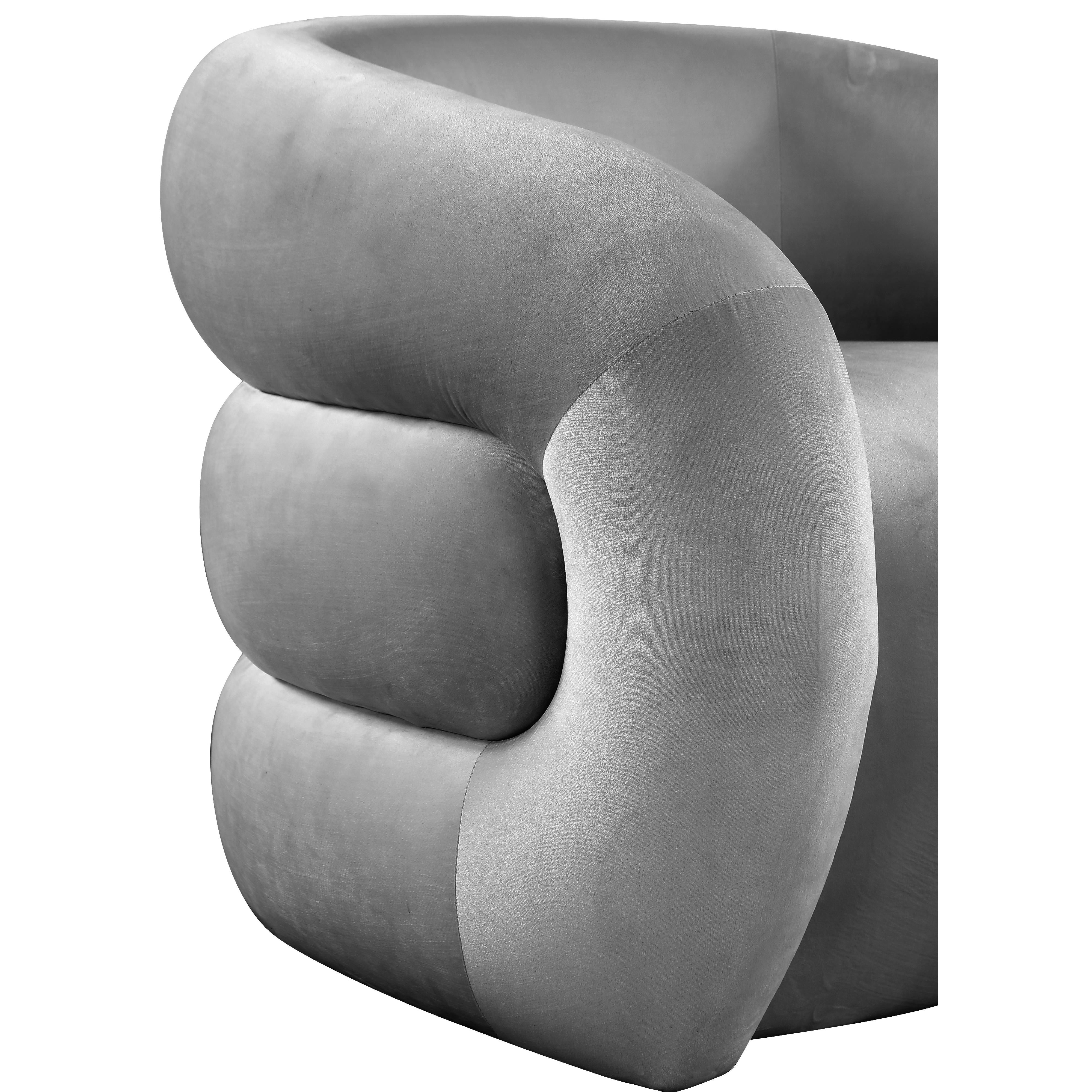 Meridian Roxbury Grey Velvet Accent Chair