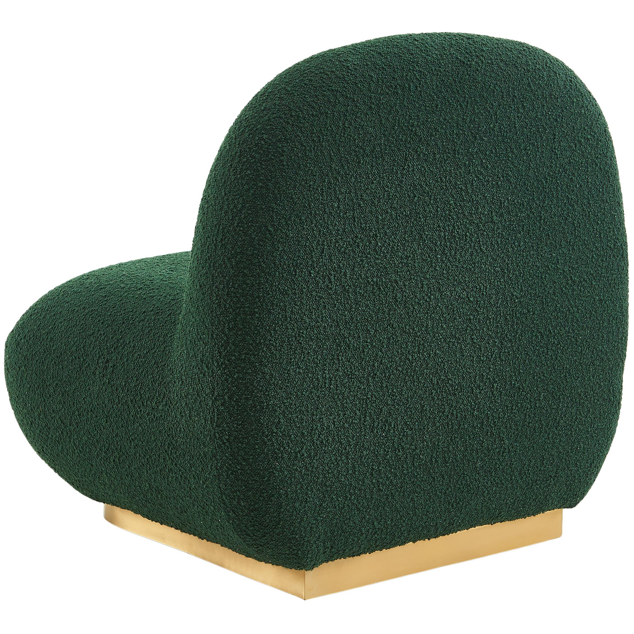 Meridian Liam Green Boucle Fabric Accent Chair