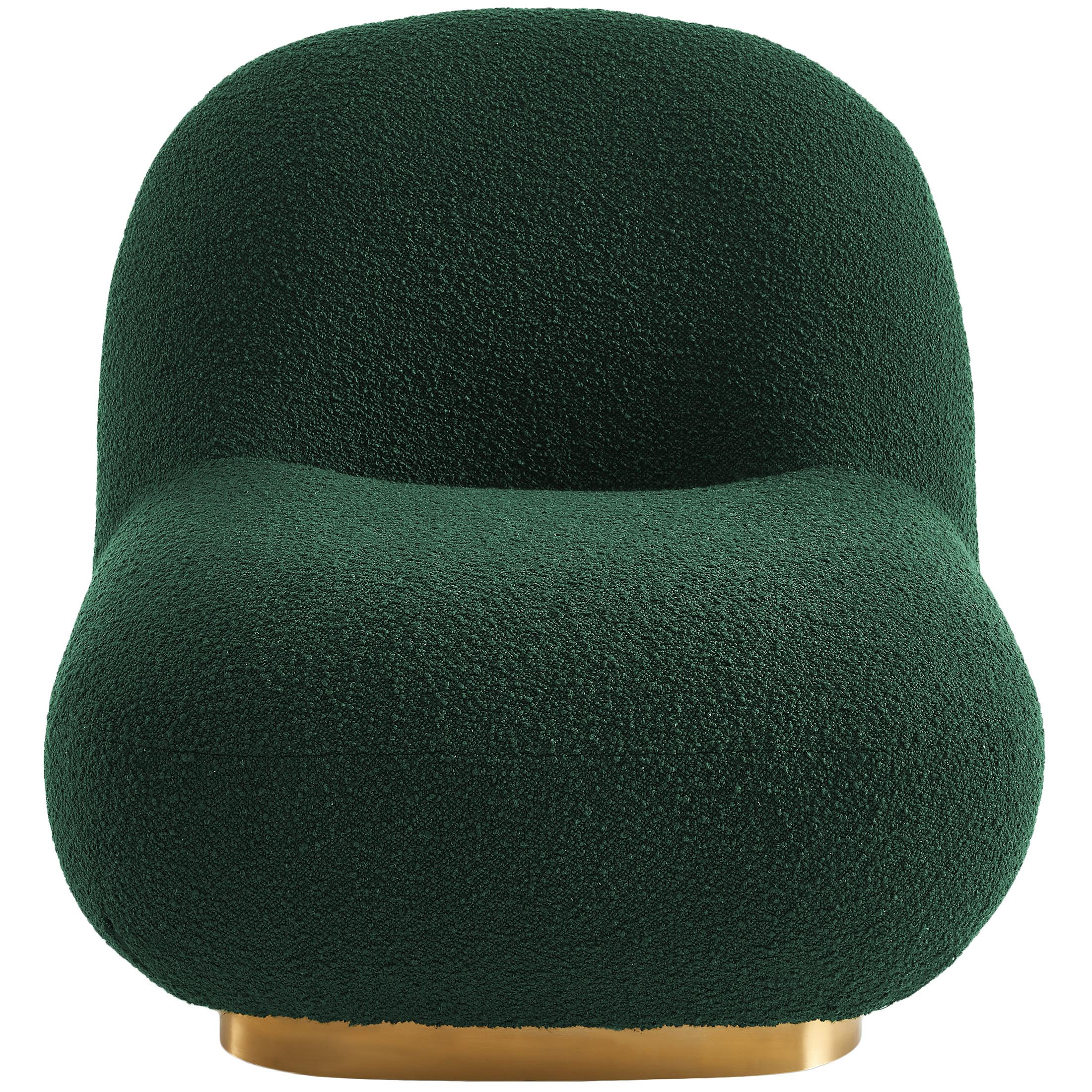 Meridian Liam Green Boucle Fabric Accent Chair