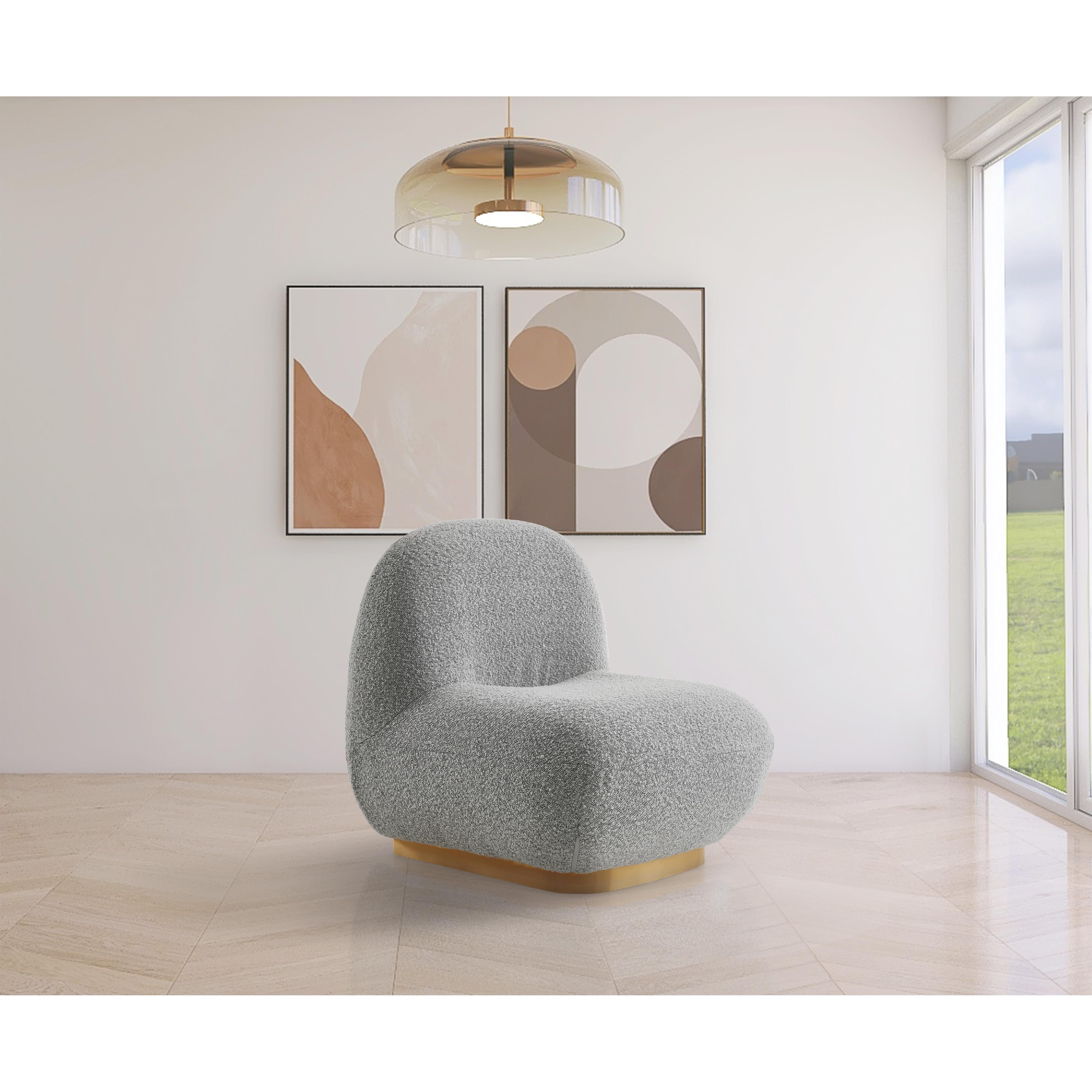 Meridian Liam Grey Boucle Fabric Accent Chair