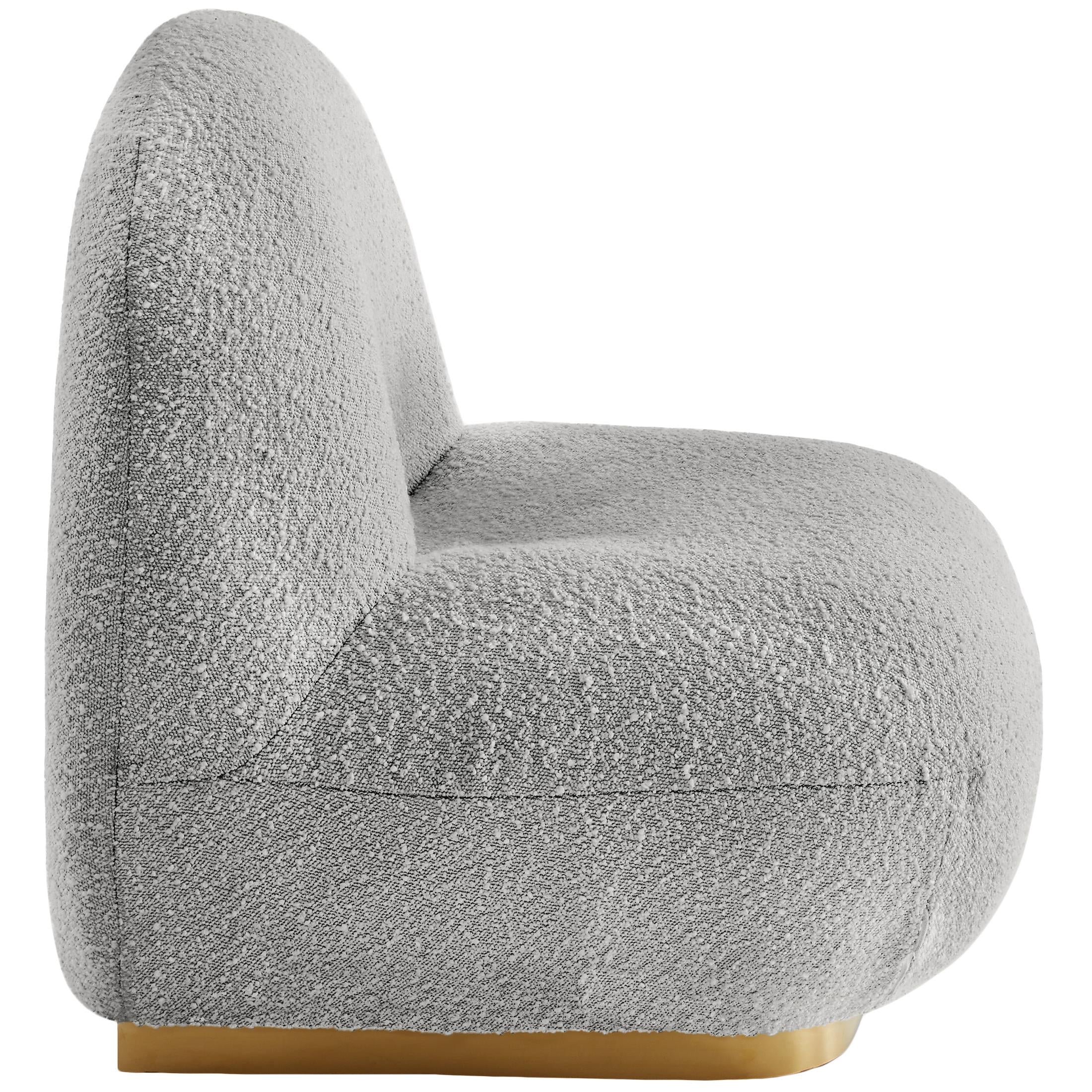 Meridian Liam Grey Boucle Fabric Accent Chair