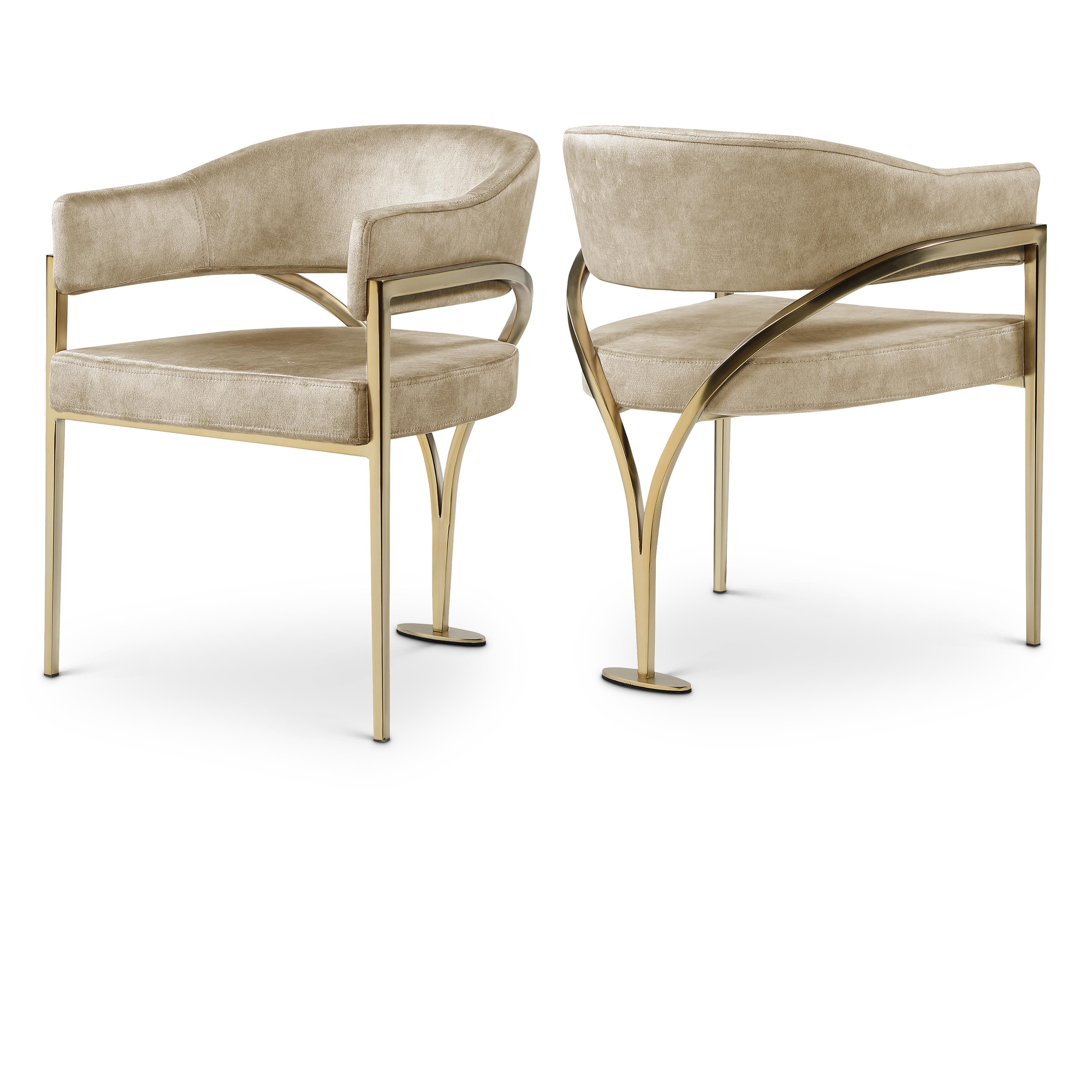 Meridian Madelyn Beige Velvet Dining Chair