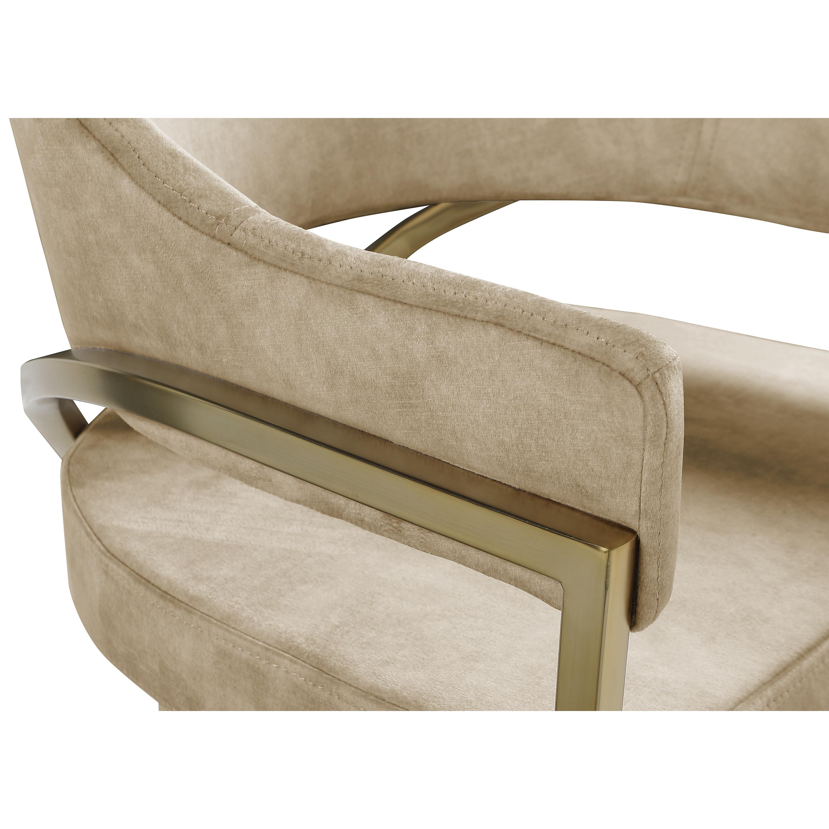 Meridian Madelyn Beige Velvet Dining Chair