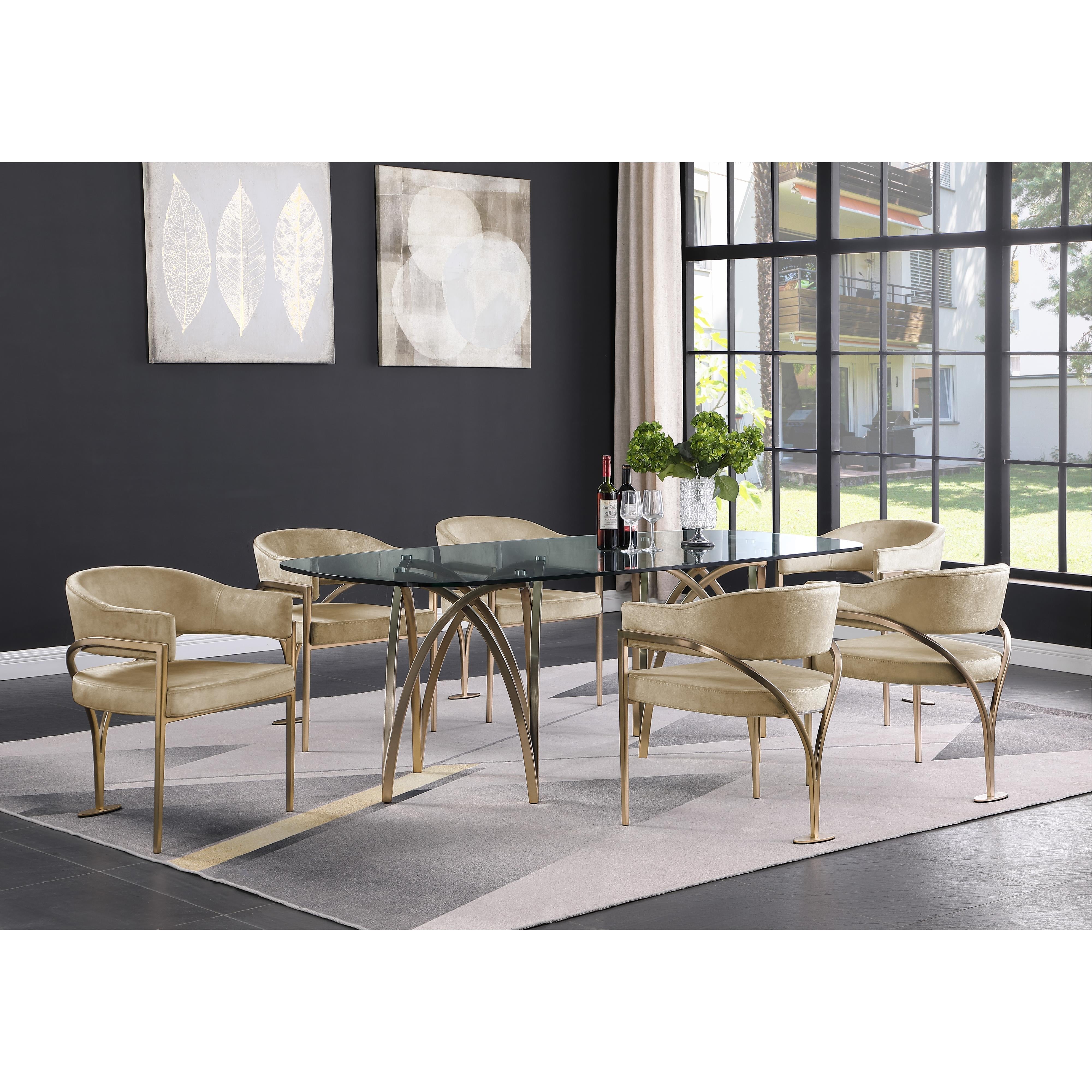 Meridian Madelyn Beige Velvet Dining Chair