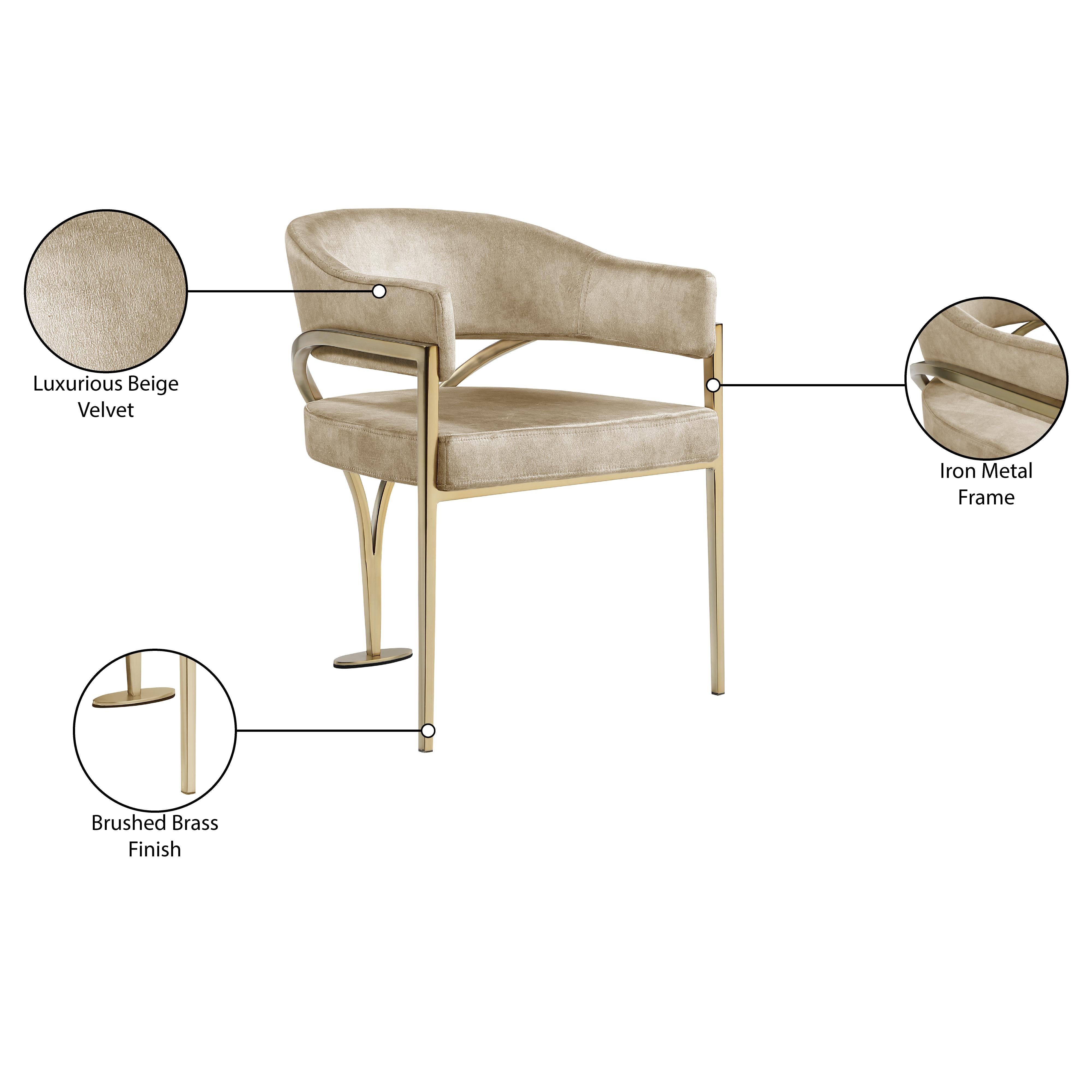 Meridian Madelyn Beige Velvet Dining Chair