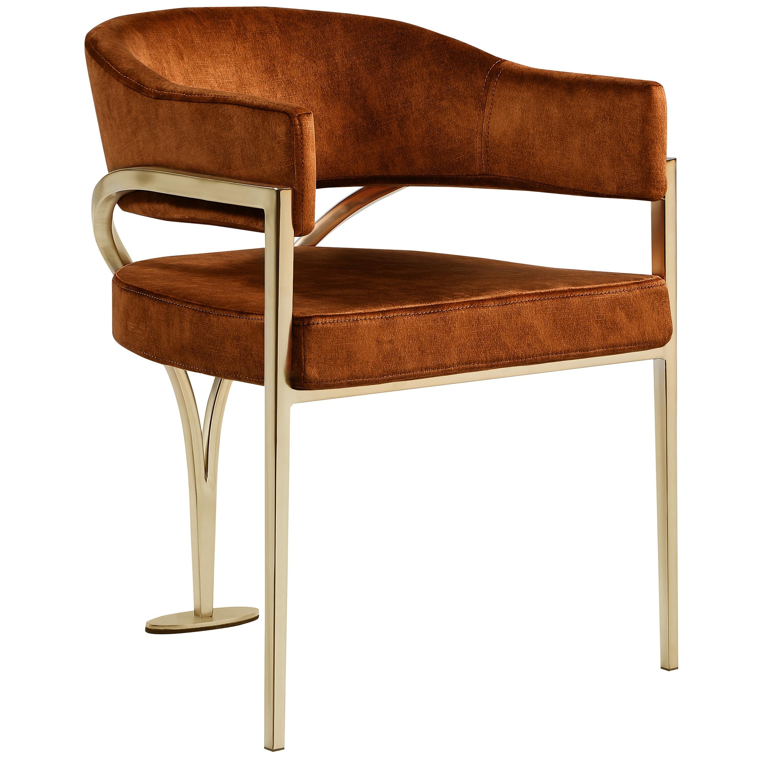 Meridian Madelyn Cognac Velvet Dining Chair