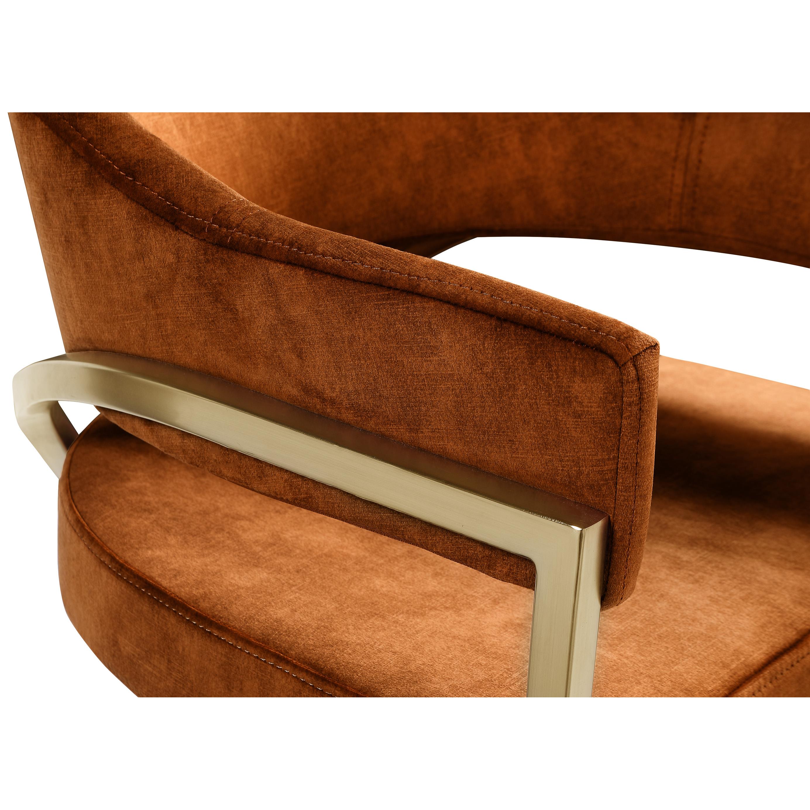 Meridian Madelyn Cognac Velvet Dining Chair