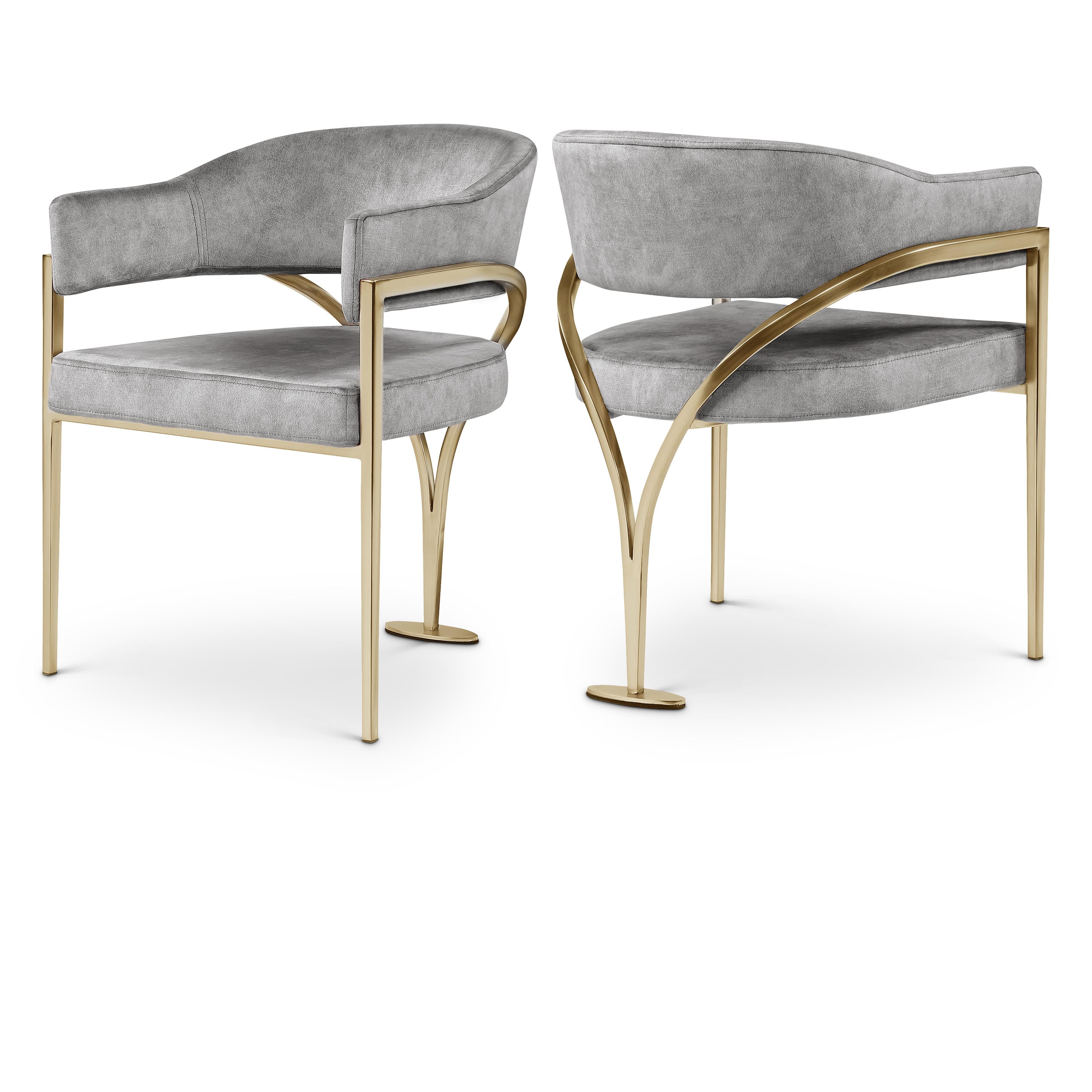 Meridian Madelyn Grey Velvet Dining Chair