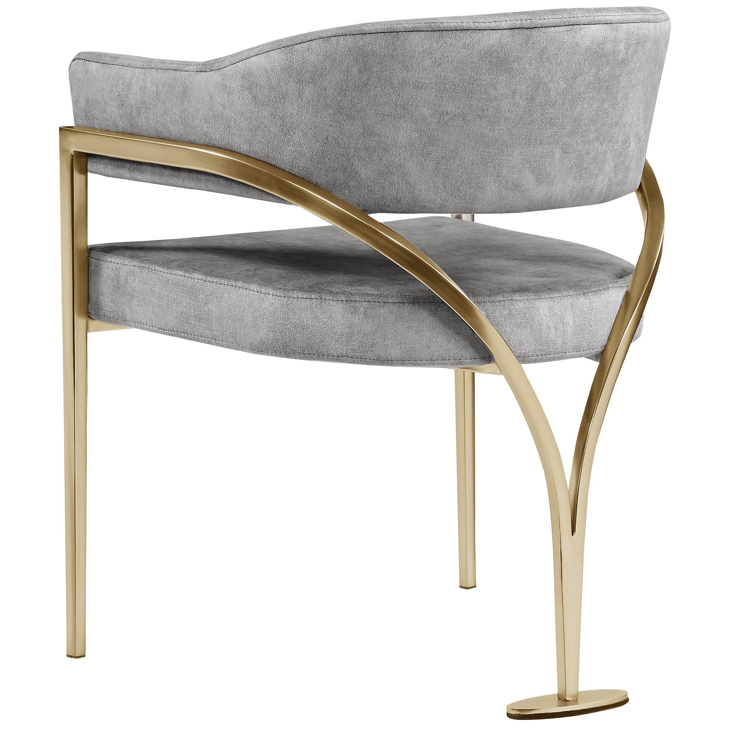 Meridian Madelyn Grey Velvet Dining Chair