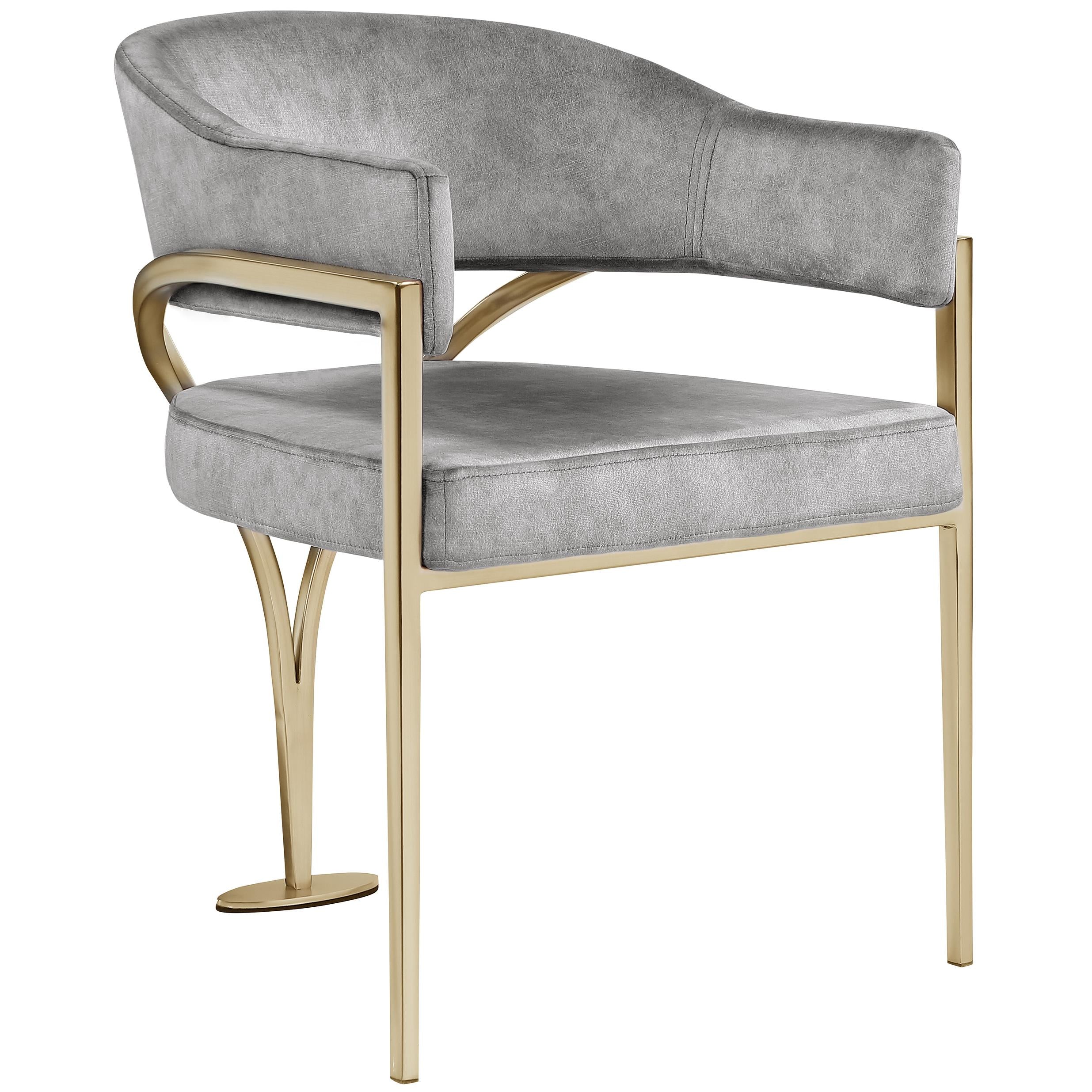 Meridian Madelyn Grey Velvet Dining Chair