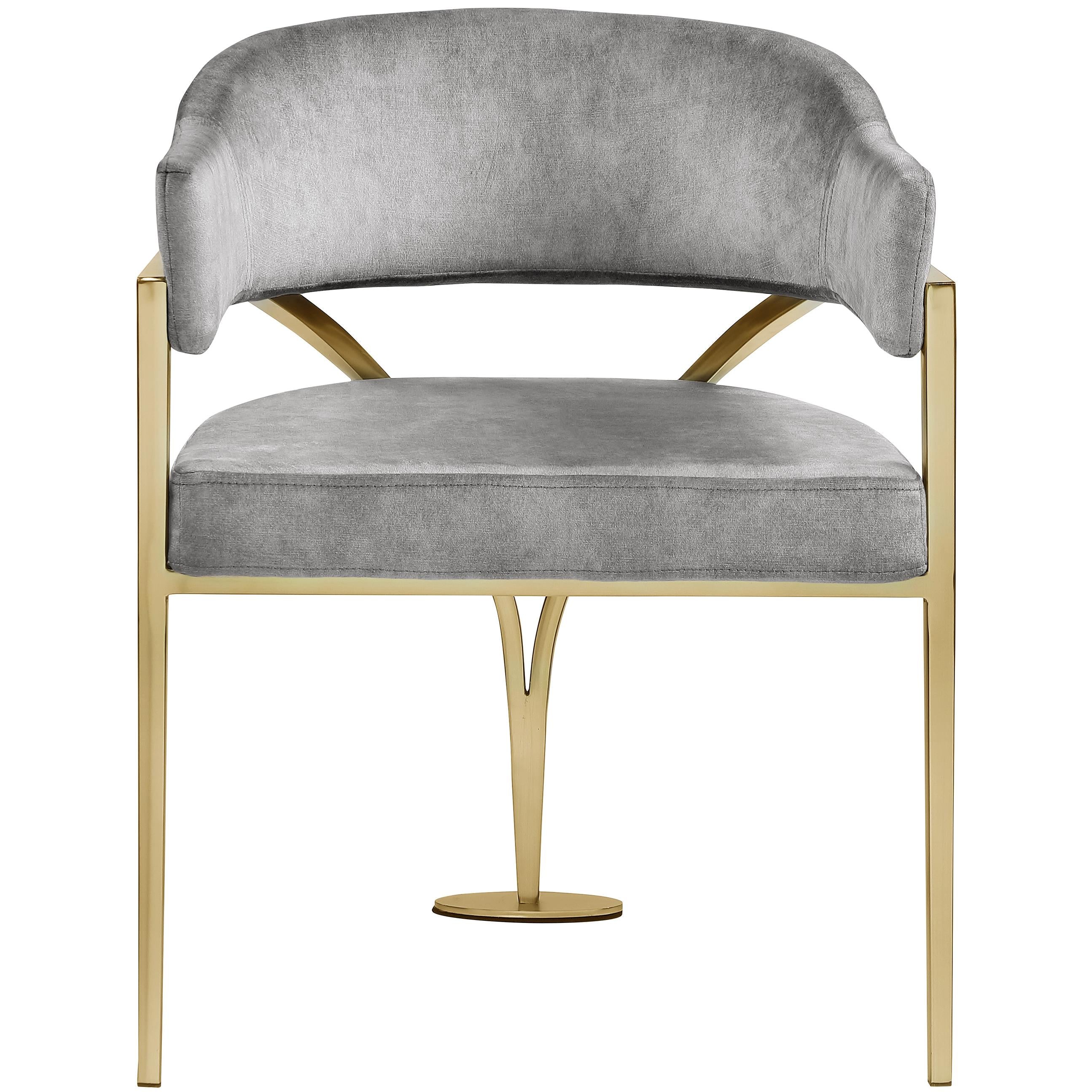Meridian Madelyn Grey Velvet Dining Chair