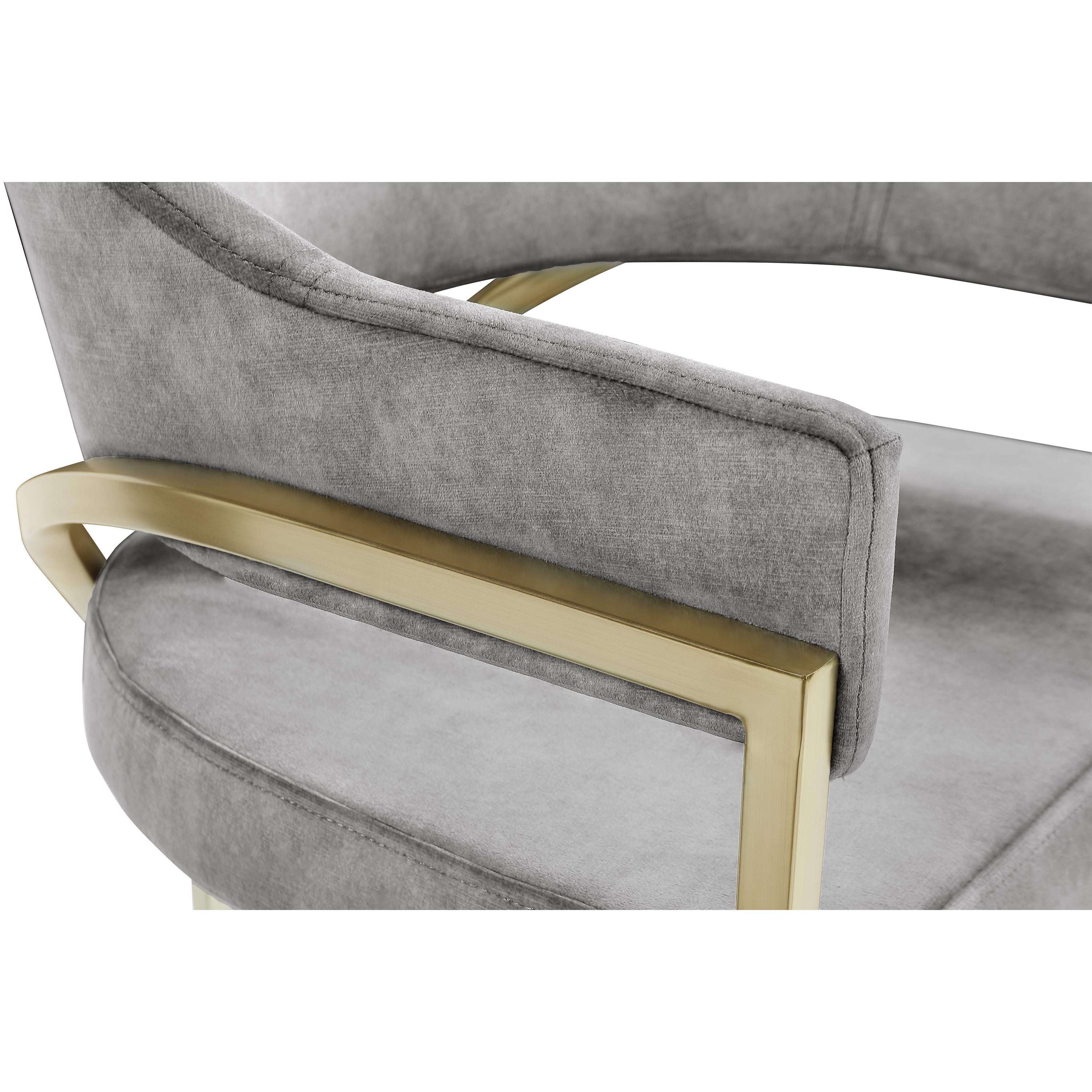 Meridian Madelyn Grey Velvet Dining Chair