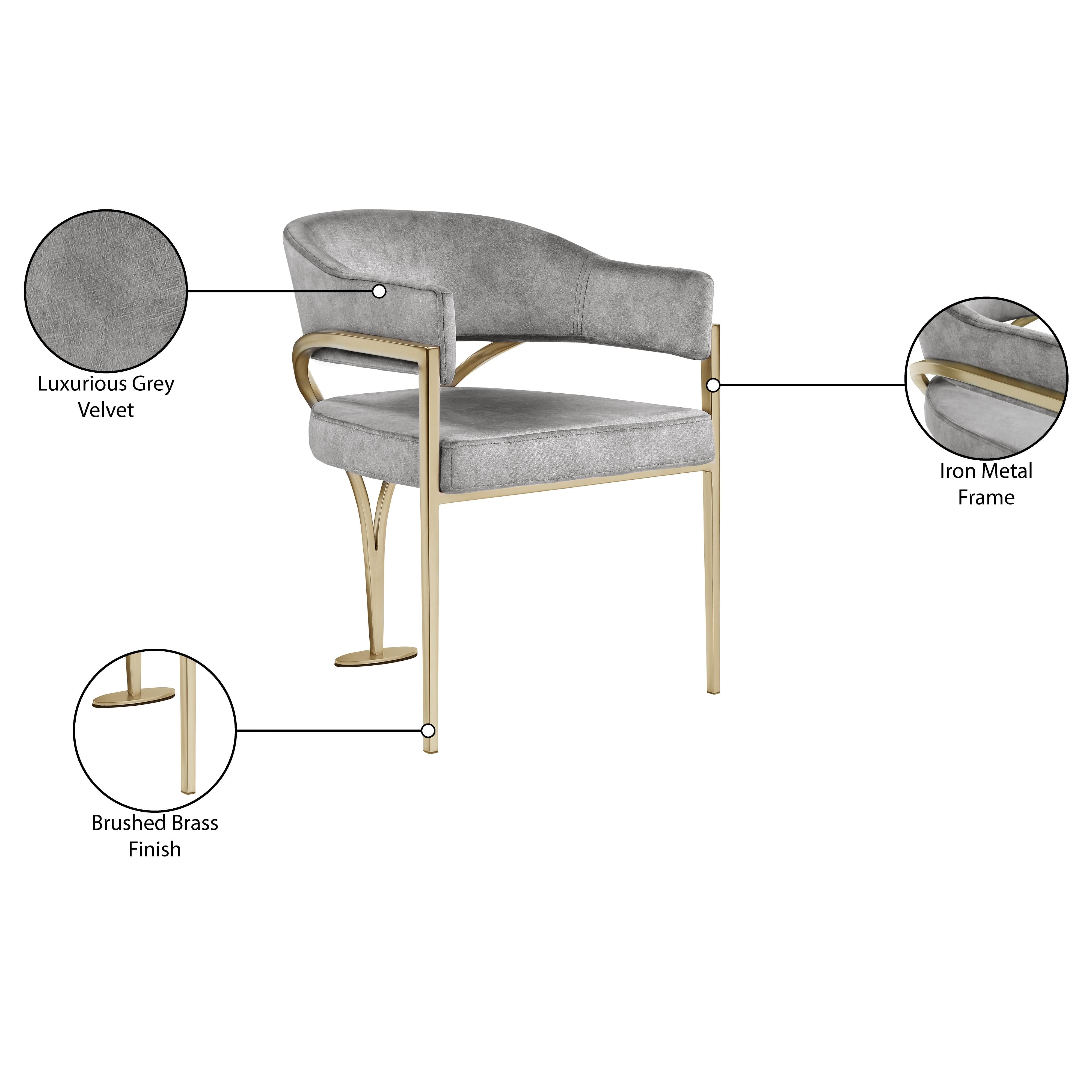 Meridian Madelyn Grey Velvet Dining Chair